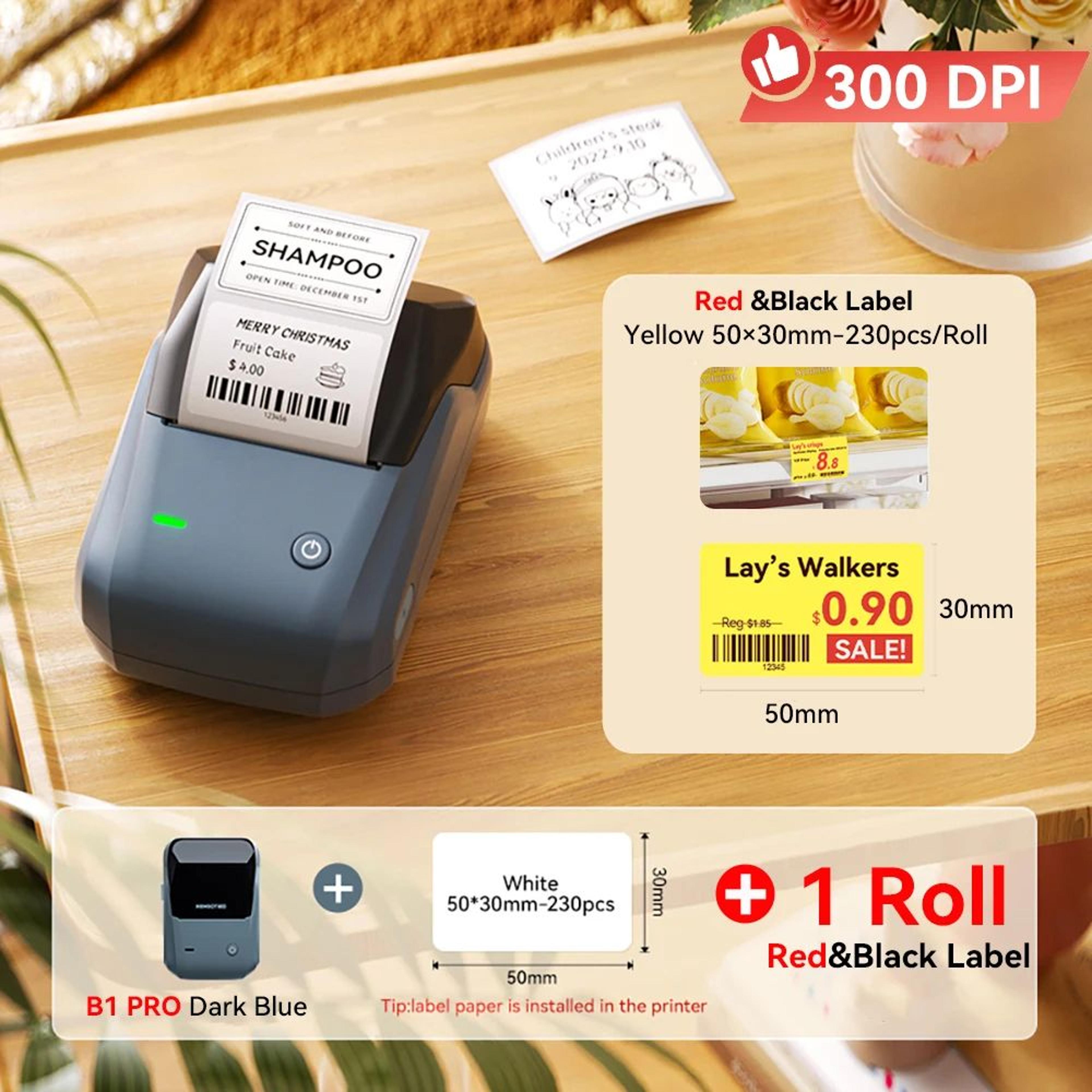 Wireless Label Printer  B1 Pro 300 DPI Red  Black Thermal Printing For Retail Tags Price Labels  Ho 11