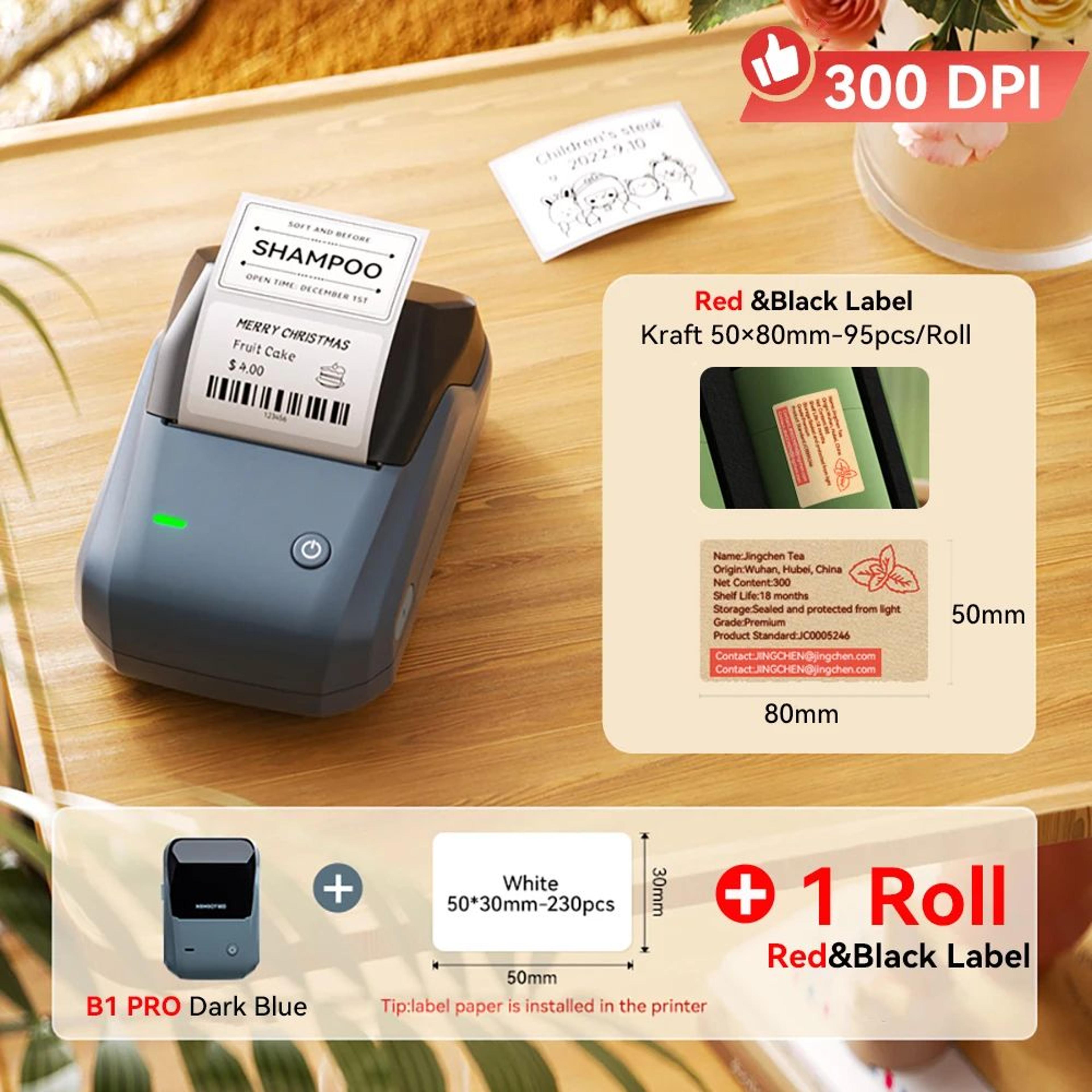 Wireless Label Printer  B1 Pro 300 DPI Red  Black Thermal Printing For Retail Tags Price Labels  Ho 13