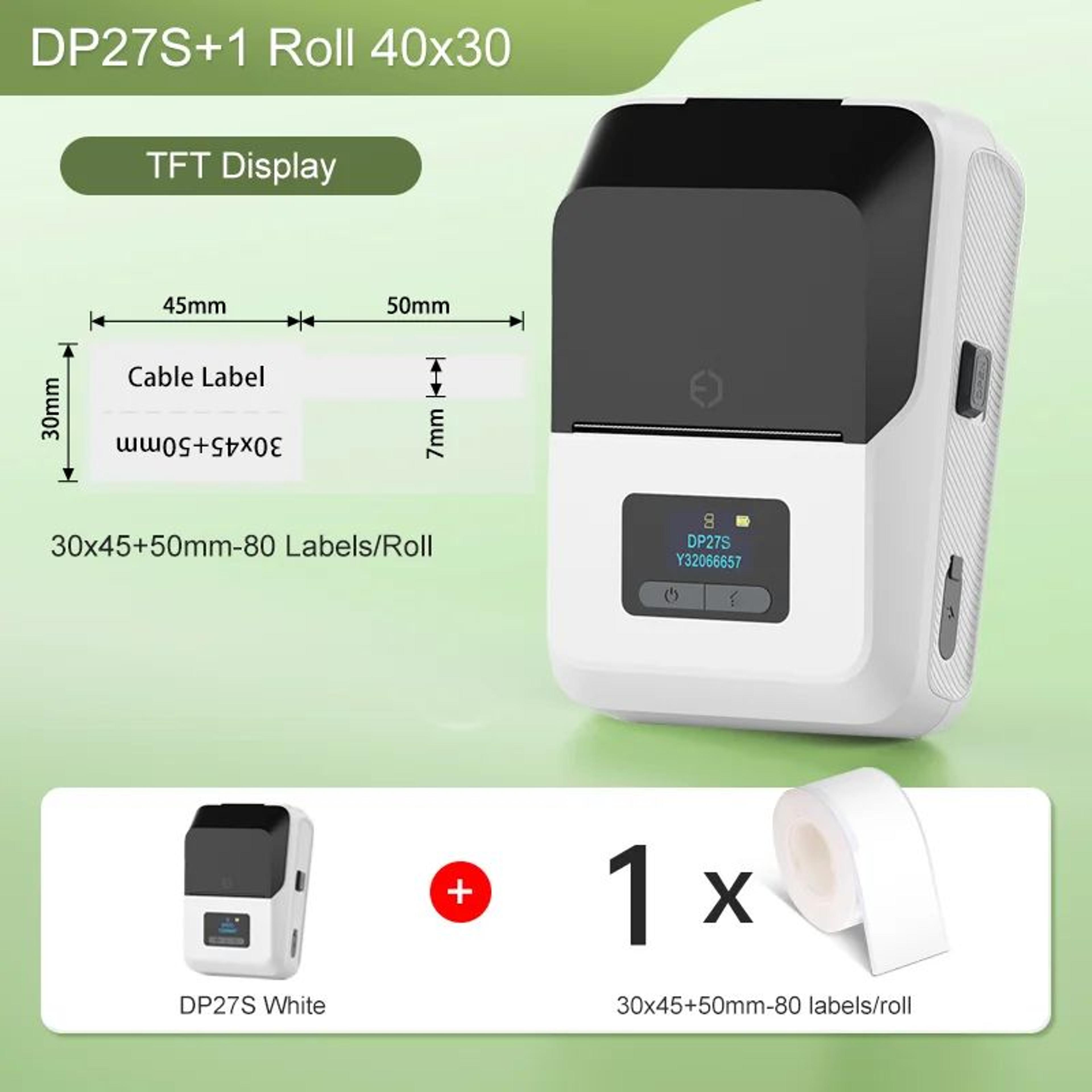 Mini Thermal Label Printer  DP27S Bluetooth Inkless Sticker Maker With 2in TFT Display For IOS Andr 7