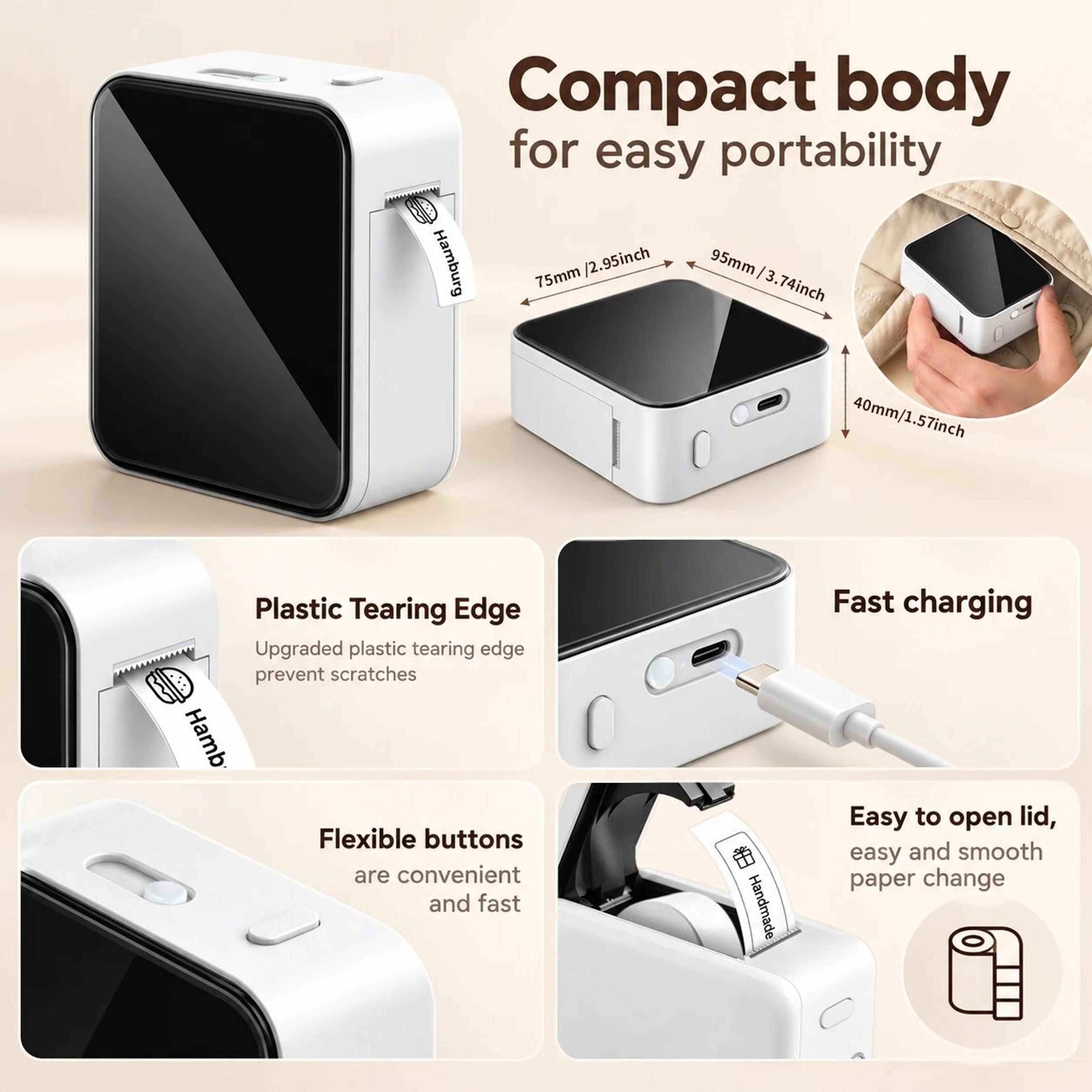 Portable Label Printer  P15 Bluetooth Inkless Sticker Maker For Home Storage Flower Shop Price Tags 11