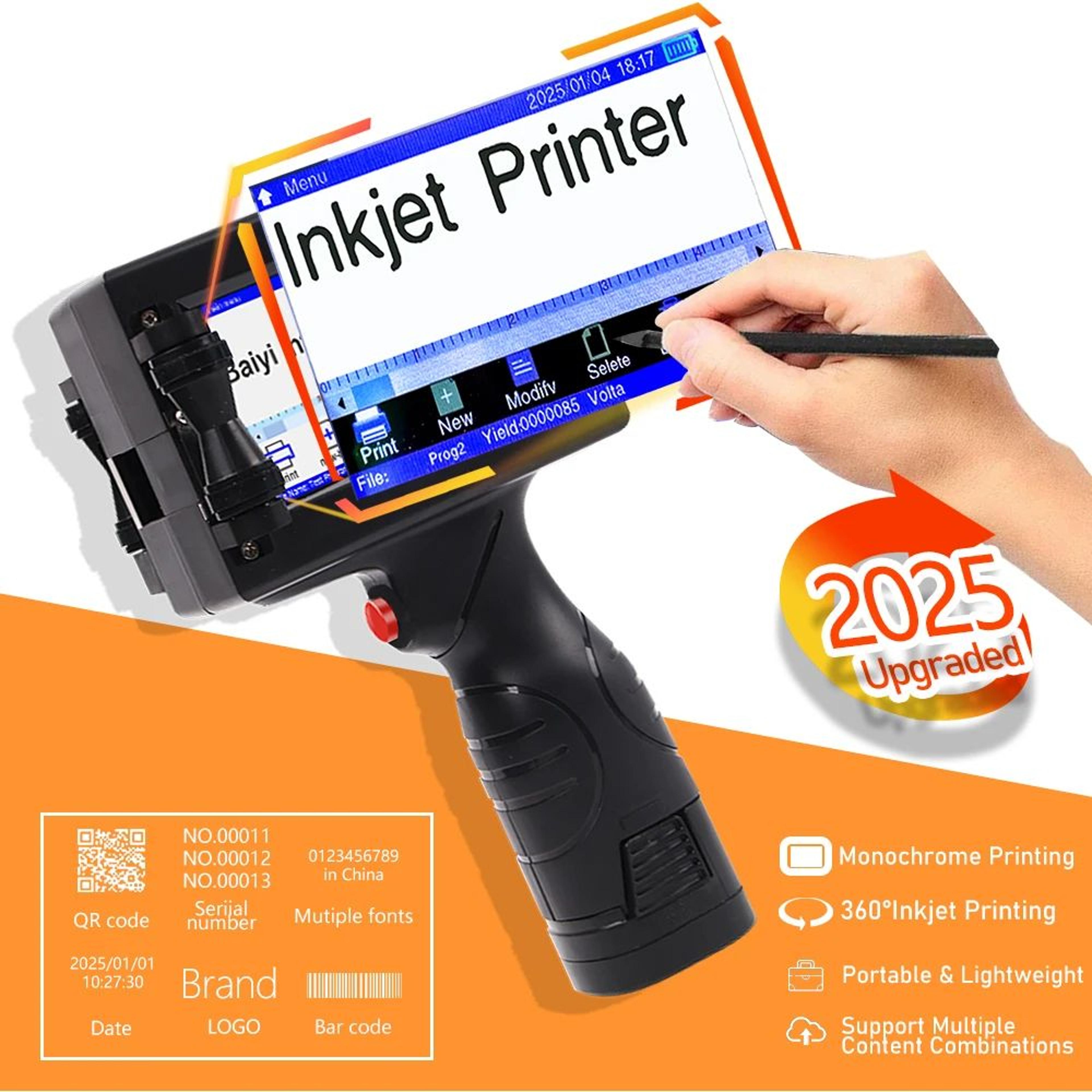 portable inkjet printer – bx-h15 touchscreen coding machine for date, batch numbers, logos, barcode & qr code printing