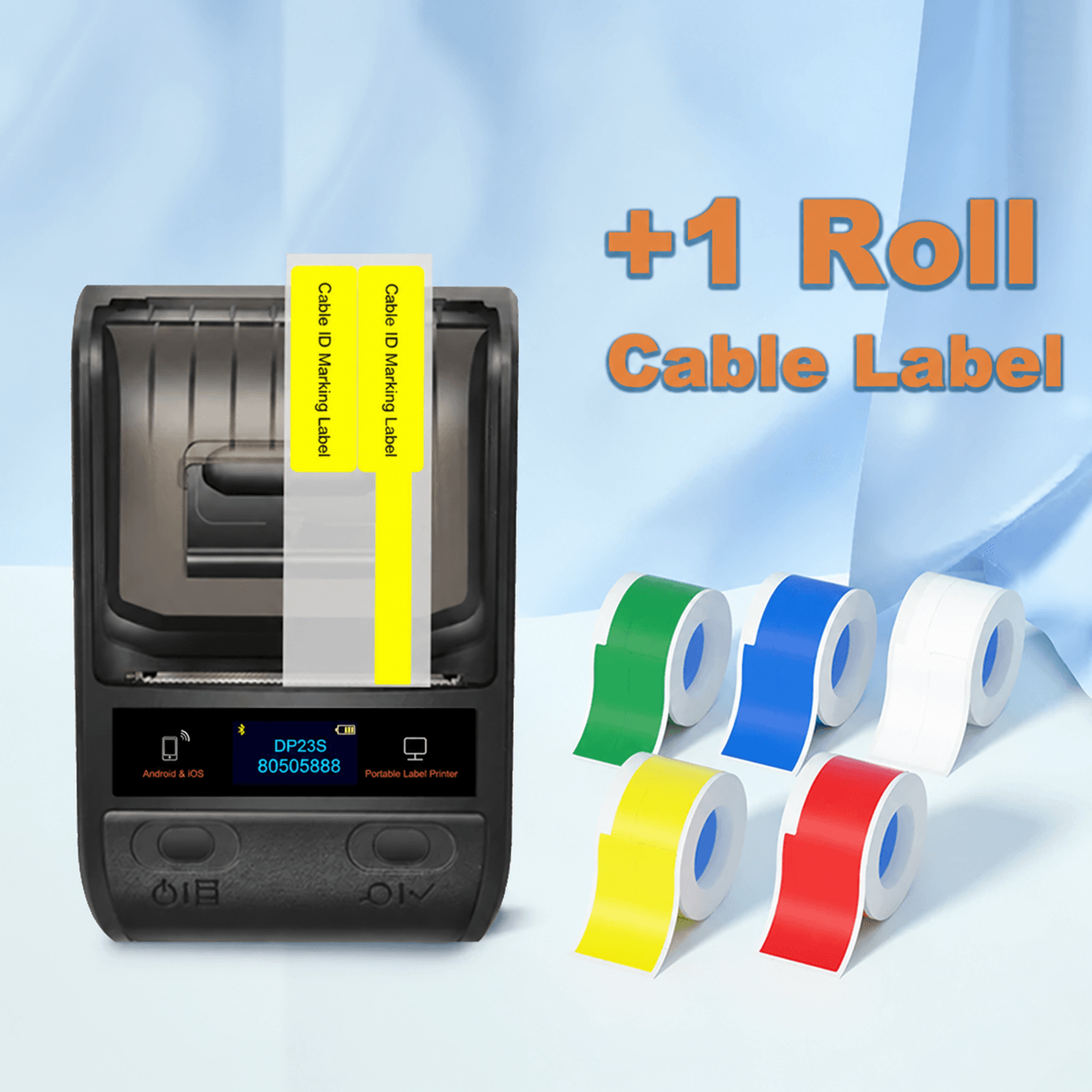Portable Label Printer  DP230S Bluetooth Inkless Barcode  QR Sticker Maker For Cable Tags Shops  Ho 1