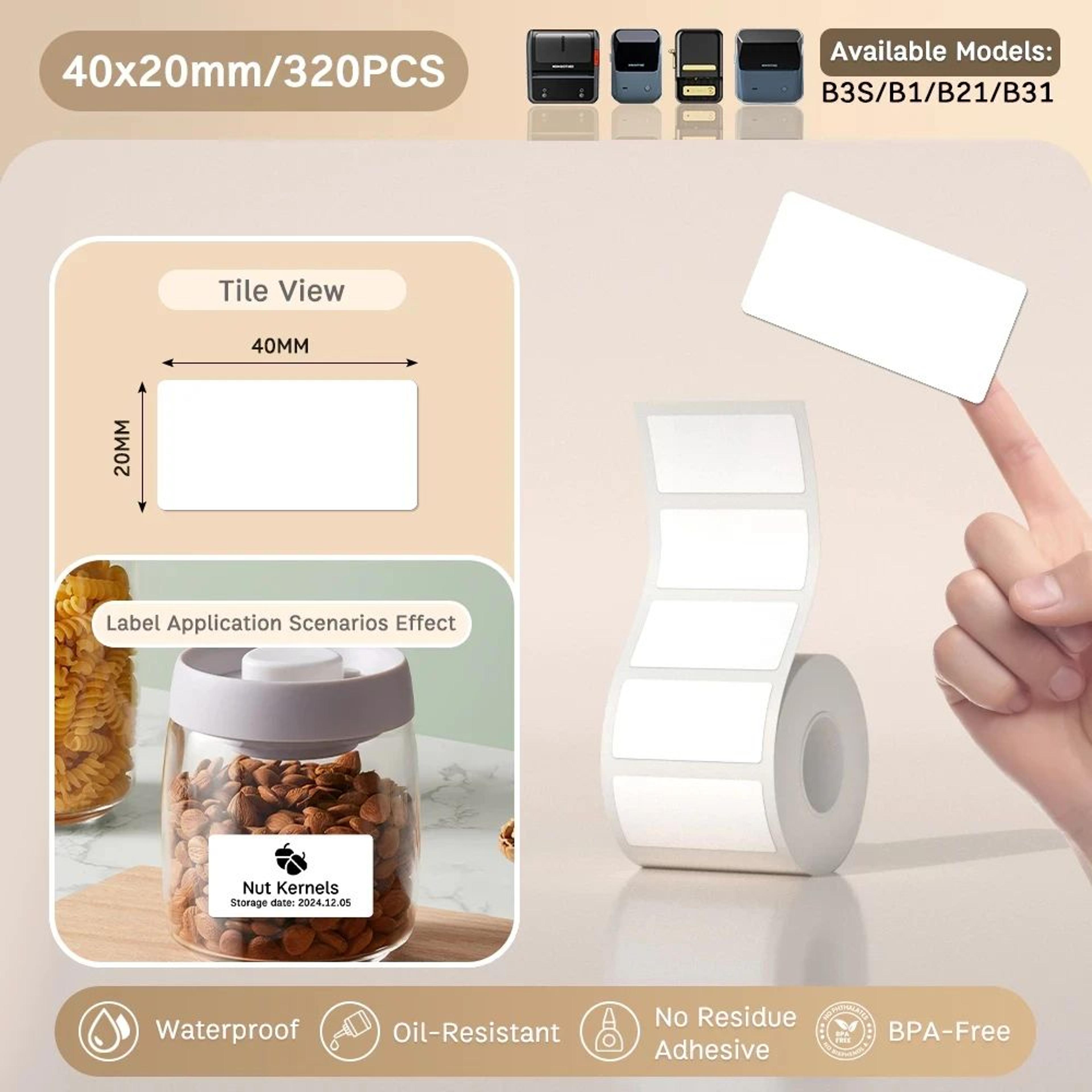 White Thermal Labels  Printable Sticker Paper Refills For B21 B1  B3S Label Printers For Home Offic