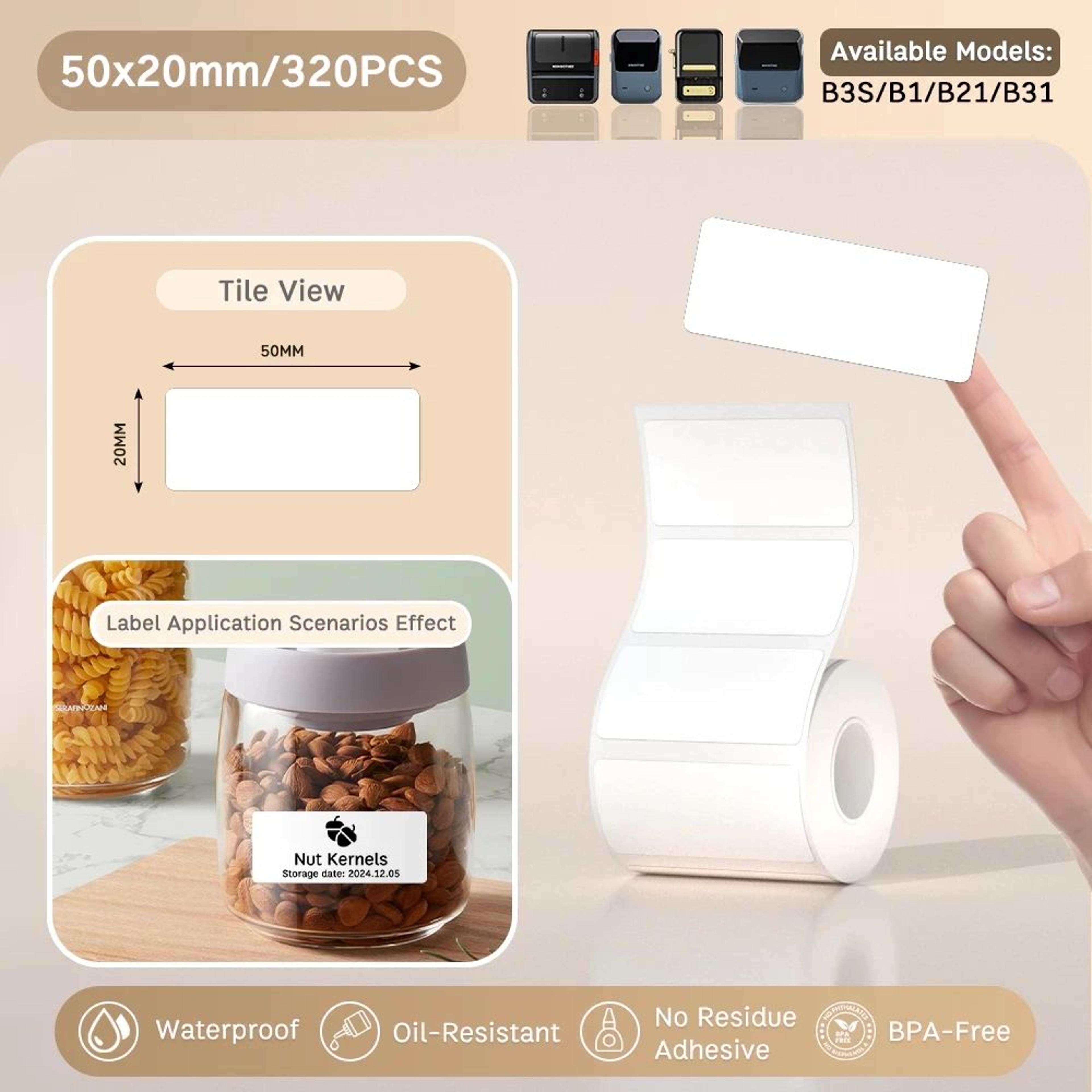 White Thermal Labels  Printable Sticker Paper Refills For B21 B1  B3S Label Printers For Home Offic