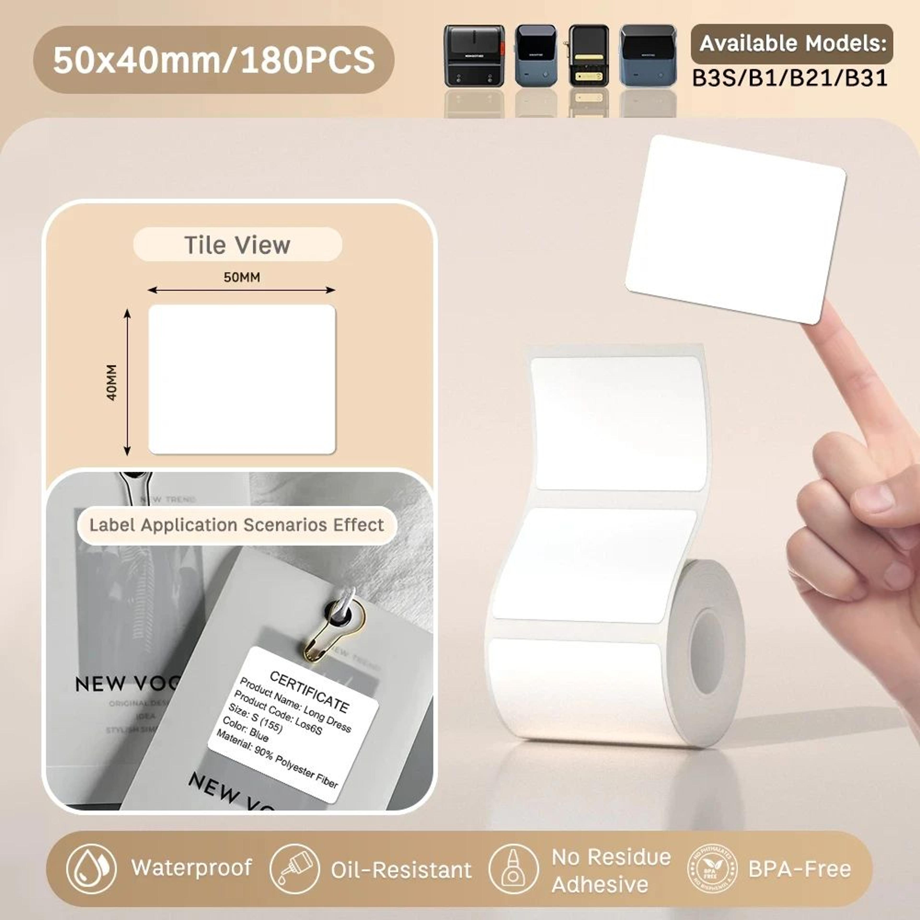 White Thermal Labels  Printable Sticker Paper Refills For B21 B1  B3S Label Printers For Home Offic