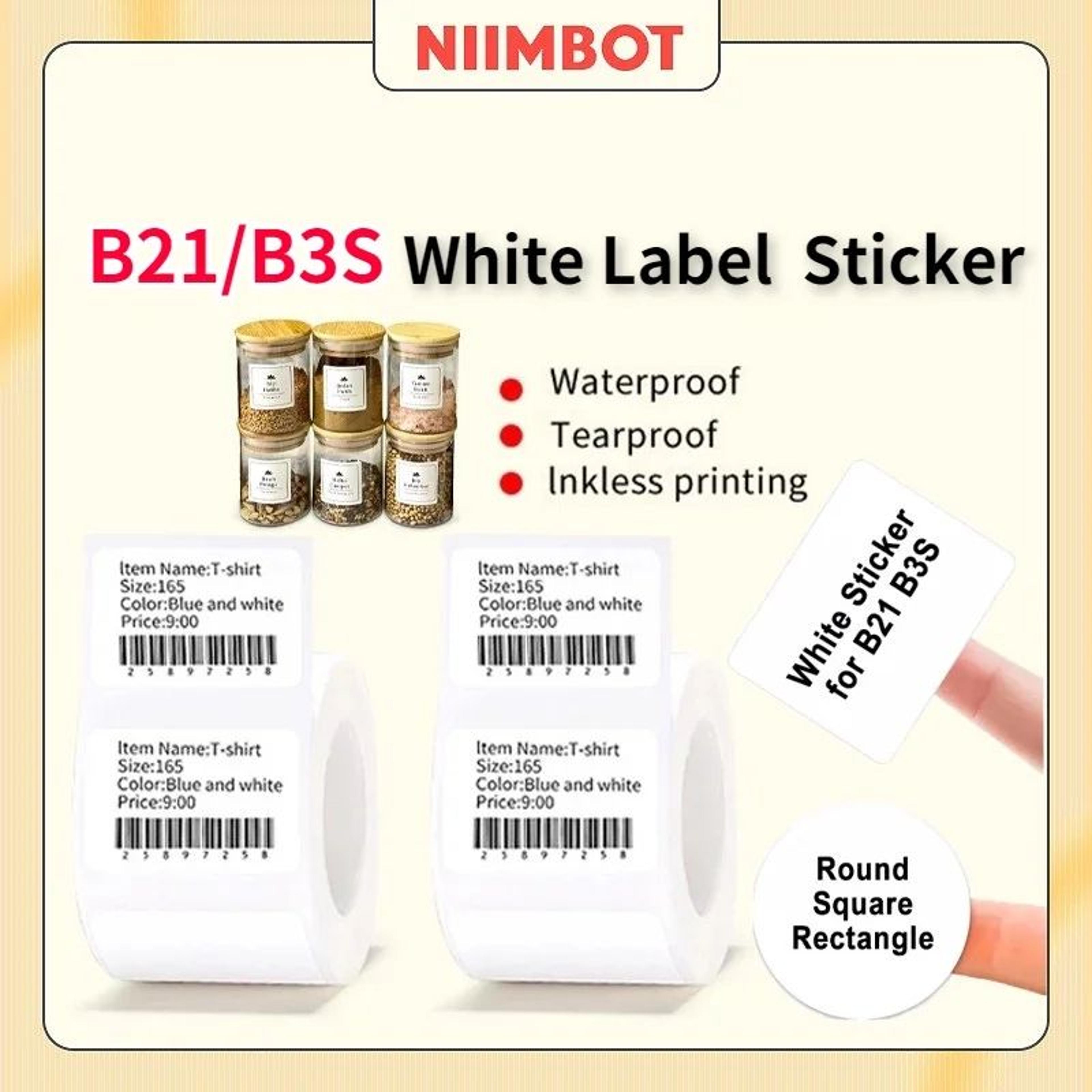 Thermal Label Paper  SelfAdhesive Sticker Rolls For B21  B3S Printers For Home Organization Name Ta