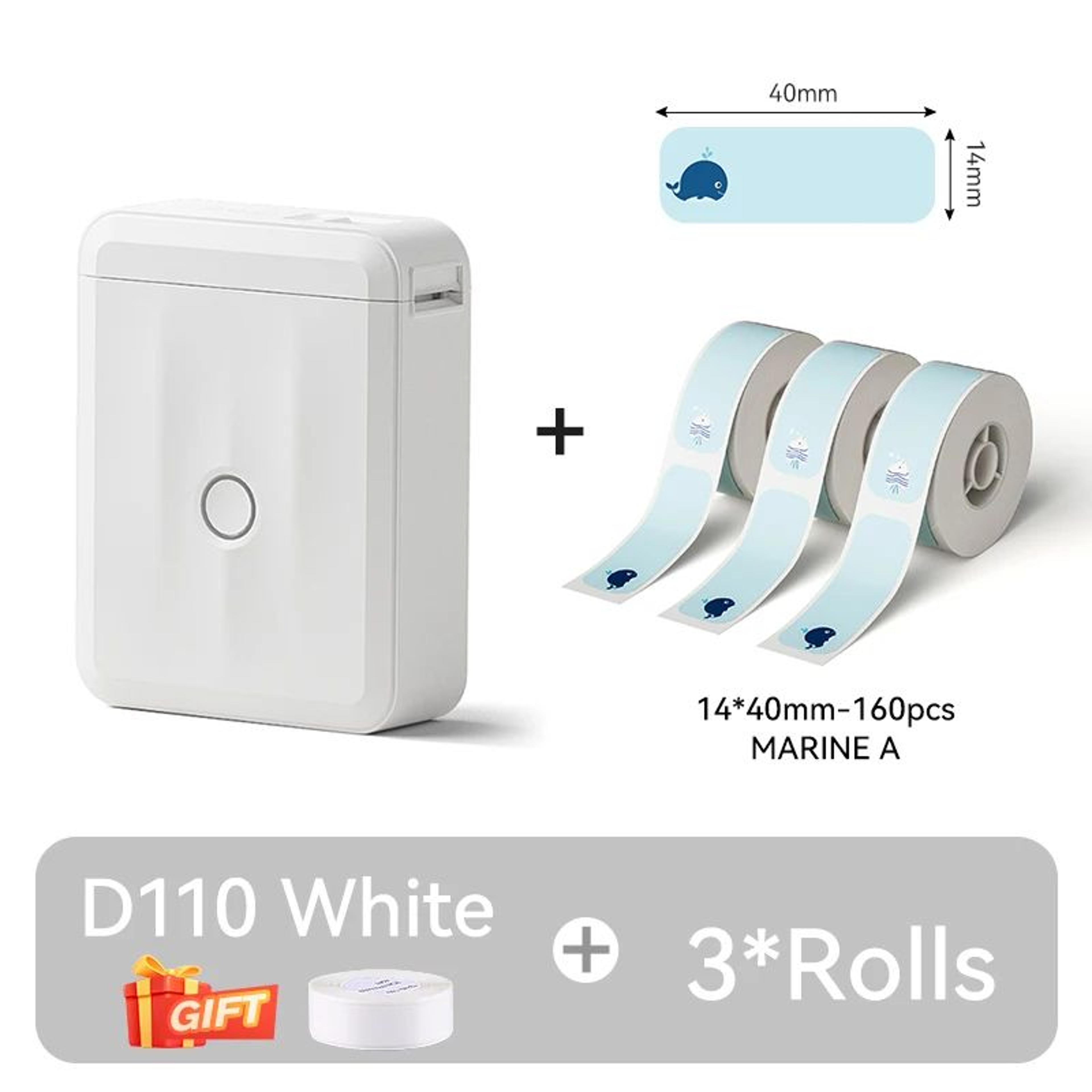 Mini Label Printer  D110 Bluetooth Thermal Sticker Maker With White Label Roll For Home Storage Sch