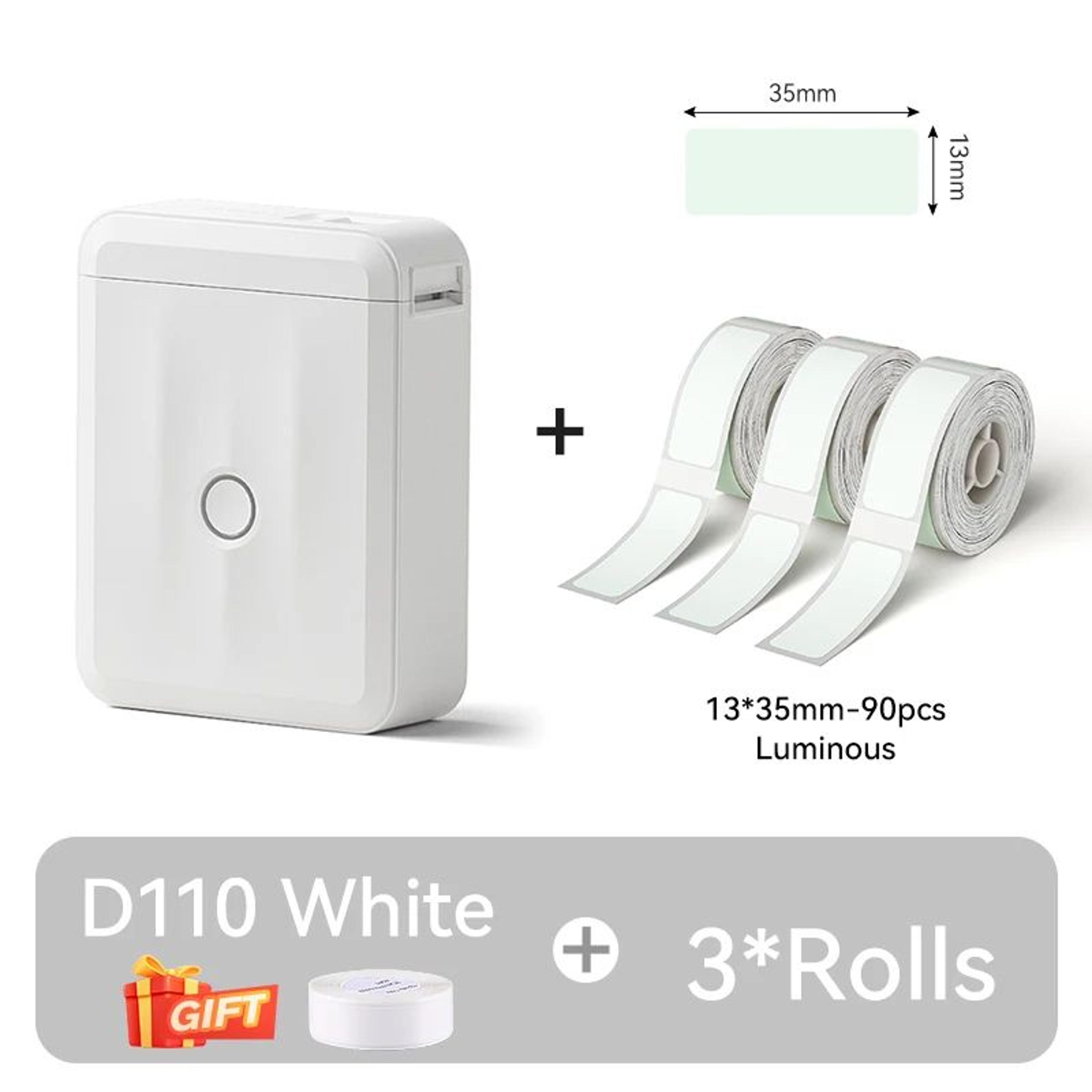 Mini Label Printer  D110 Bluetooth Thermal Sticker Maker With White Label Roll For Home Storage Sch
