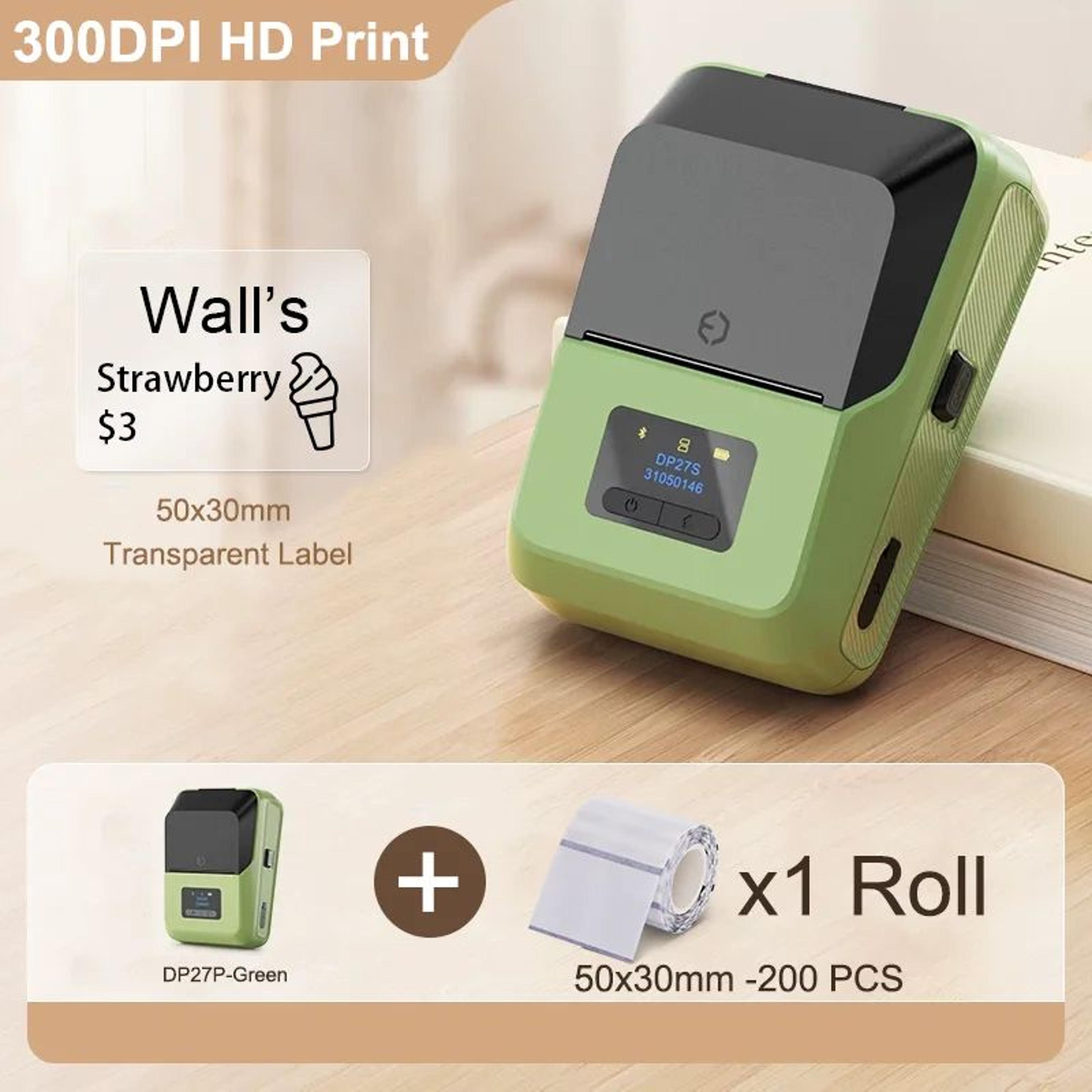 Label Printer  DP27P 300 DPI Bluetooth Inkless Sticker Maker With 2 In TFT Display For Jewelry Cabl