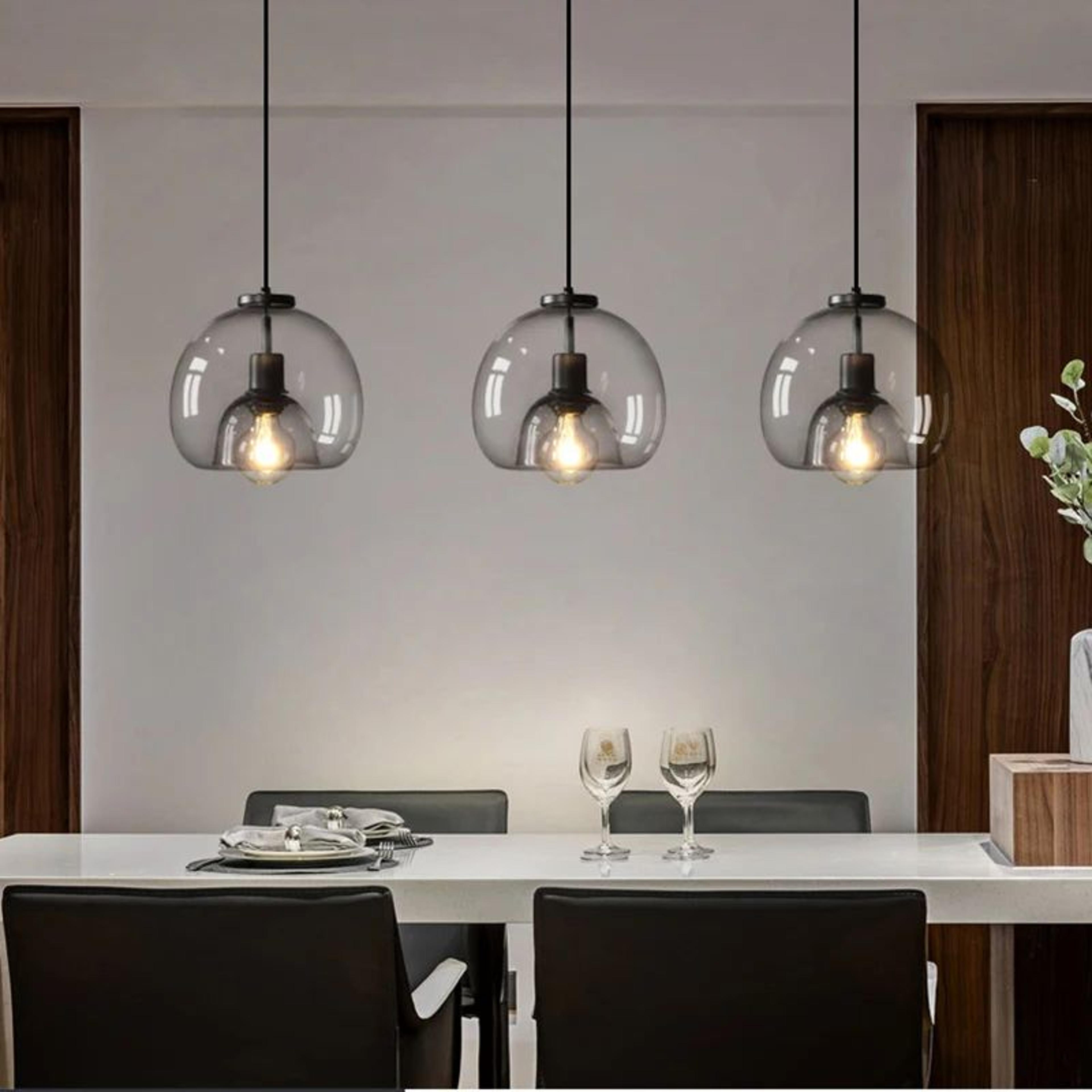 modern glass led pendant lamp – adjustable hanging chandelier for living room, dining room and kitchen island lighting