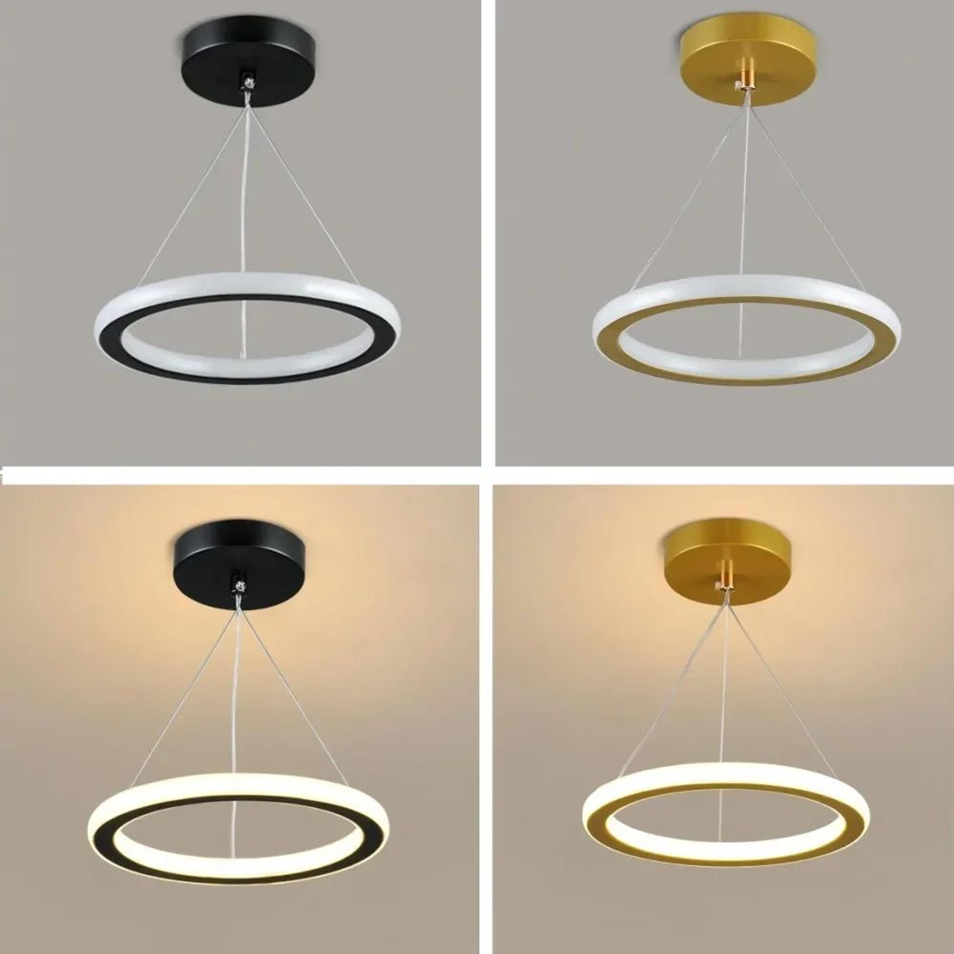 modern led pendant lamp – 3 color hanging ceiling lamp in gold or black for bedroom, dining room, aisle and home decor