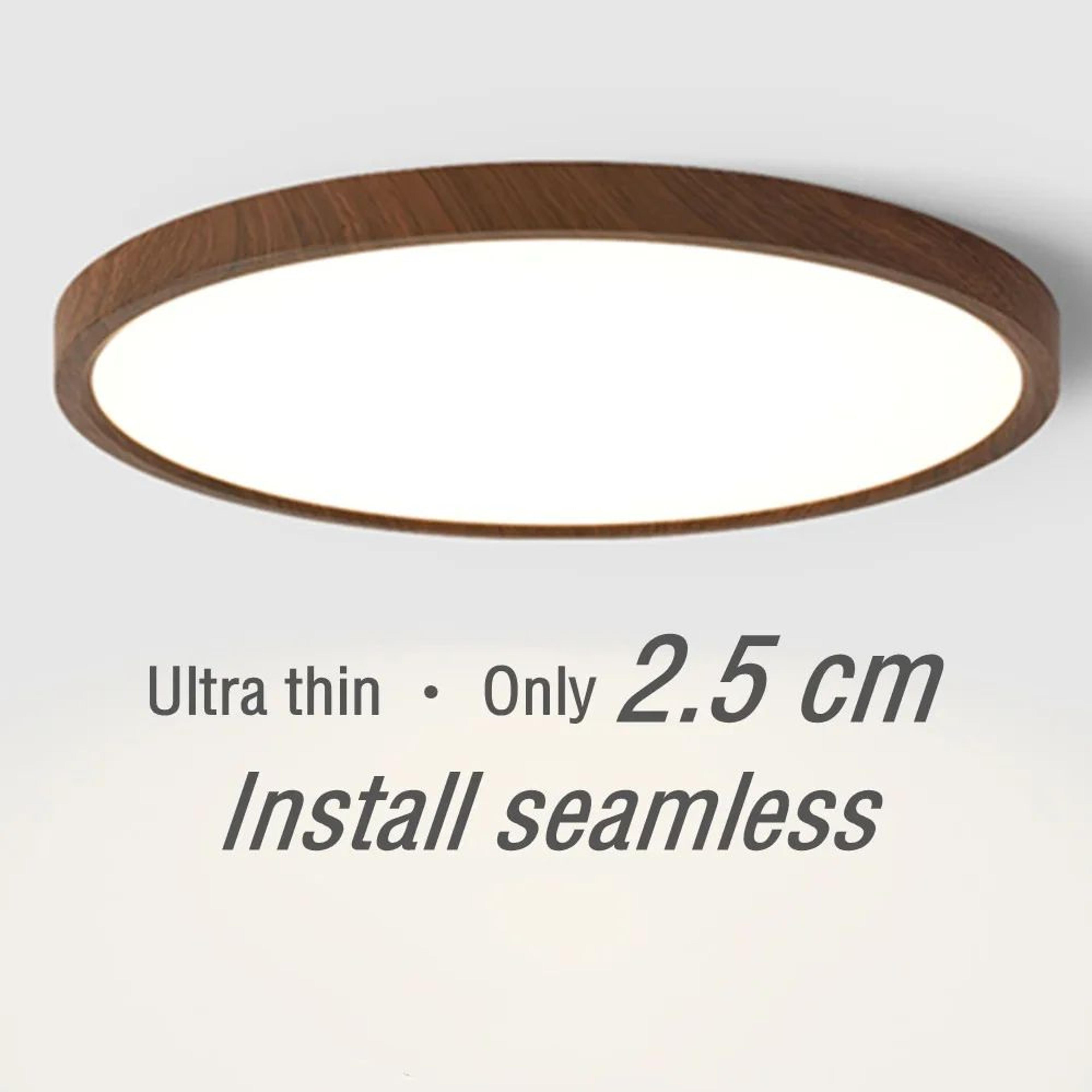 walnut wood grain led ceiling light – ultra thin round acrylic lamp for living room, bedroom, modern indoor home decor