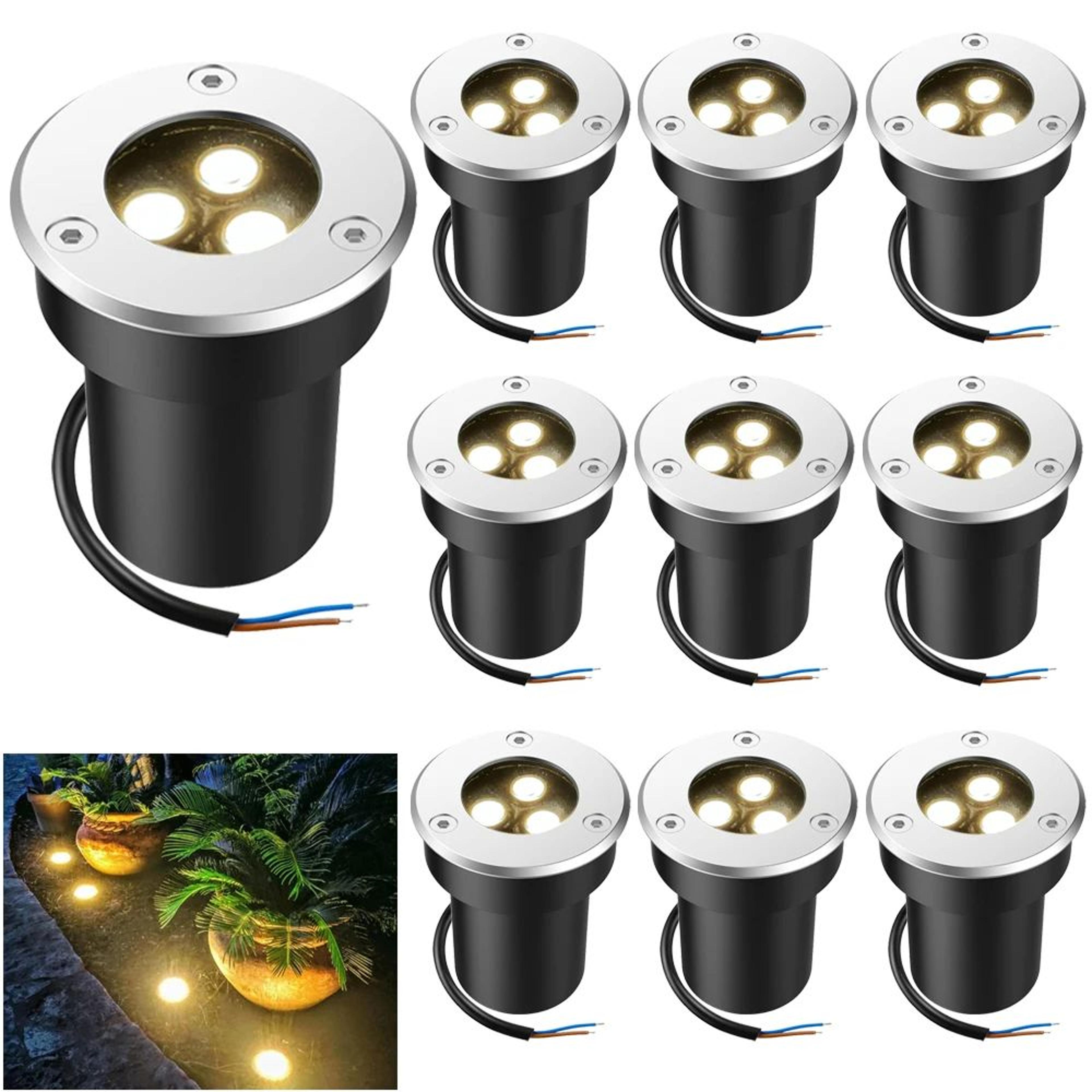 in-ground light – 6w warm white ip65 waterproof underground lamp for garden, deck, floor, steps and landscape lighting