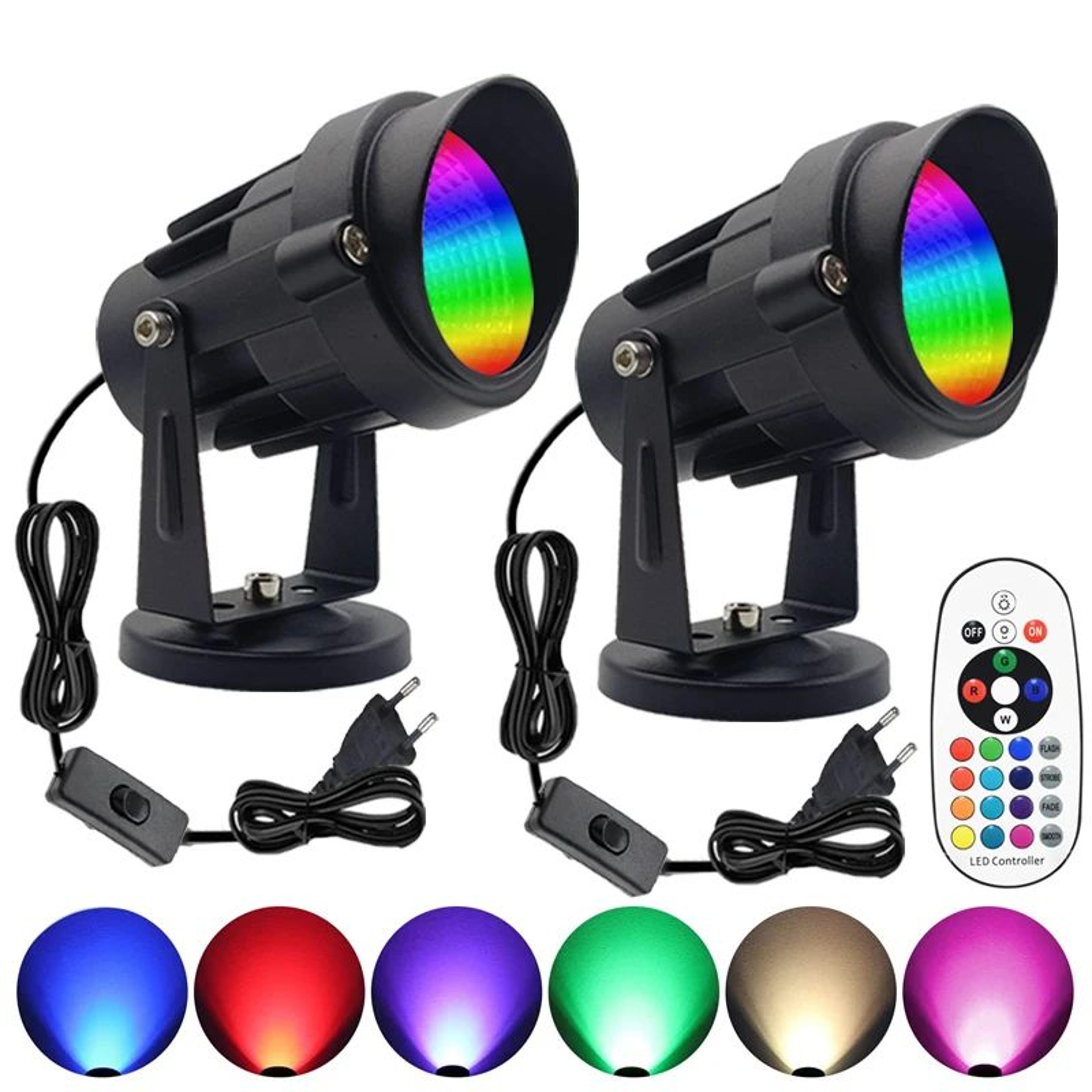 10w rgbw indoor spotlight – color changing dimmable uplight with rf remote for artwork, plants and decorative lighting