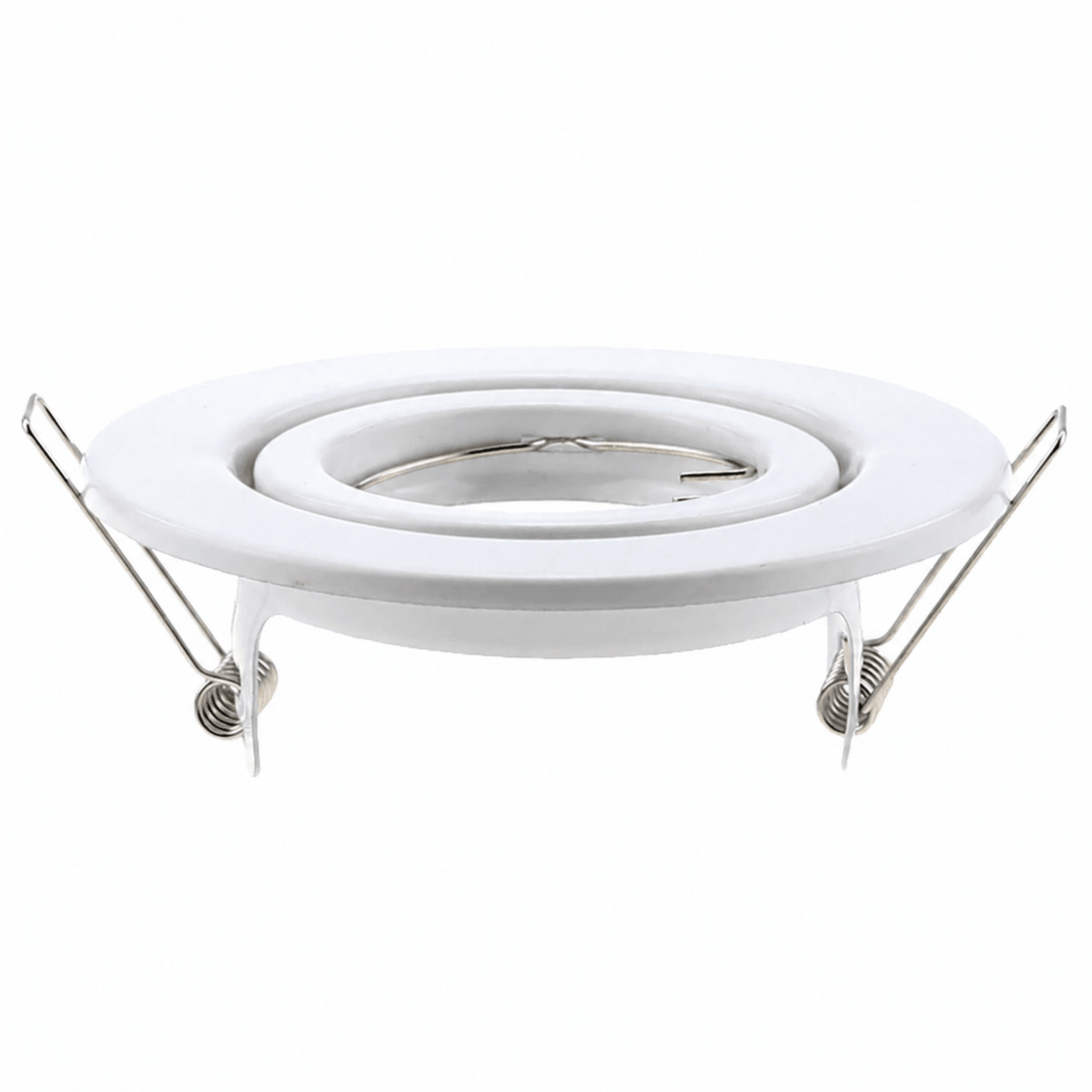 adjustable eyeball recessed spotlight fitting – white metal downlight frame and gu10 holder for indoor accent lighting