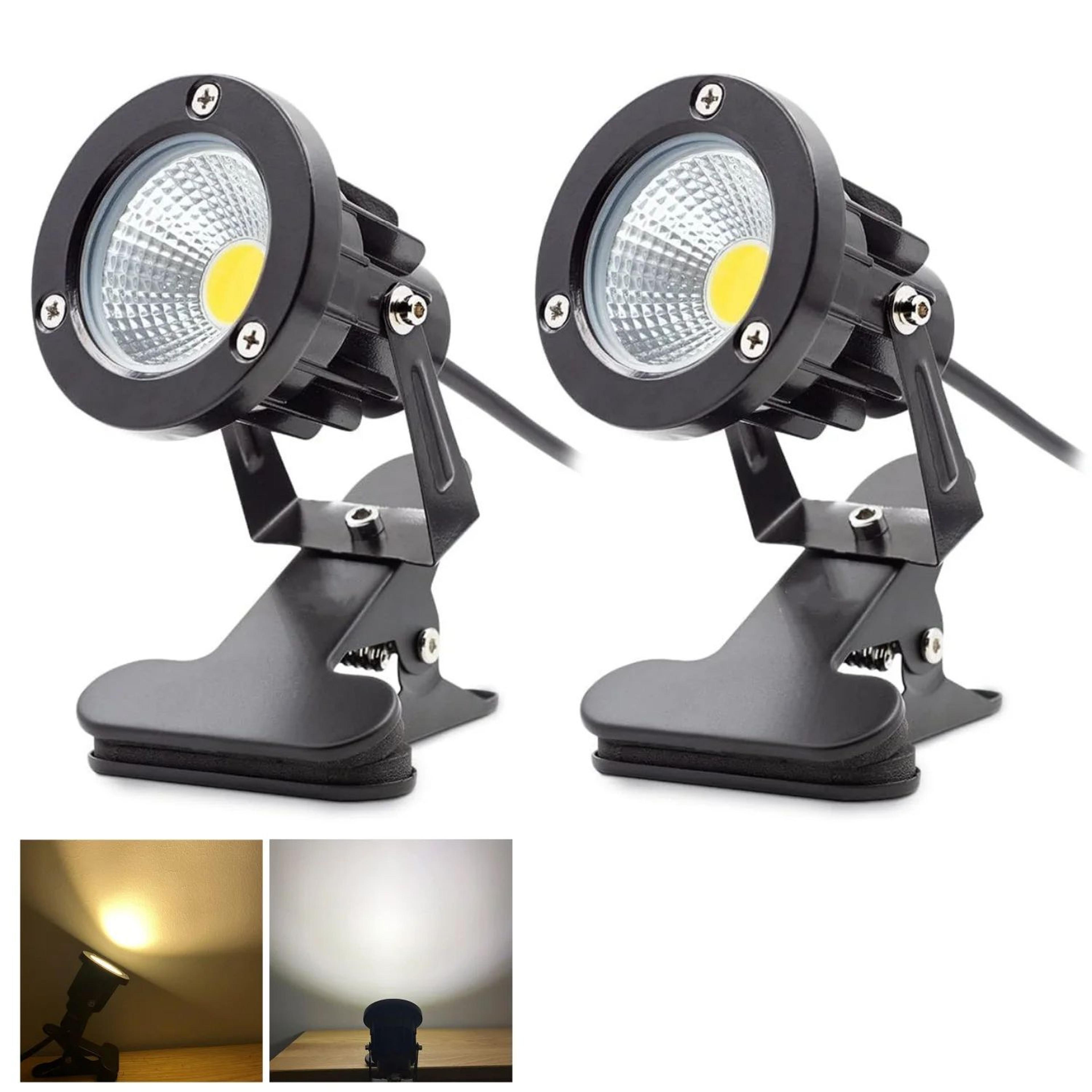 clamp spotlight – 12 w clip on accent light with plug for desk, plant decor, artwork, trade show and workshop lighting