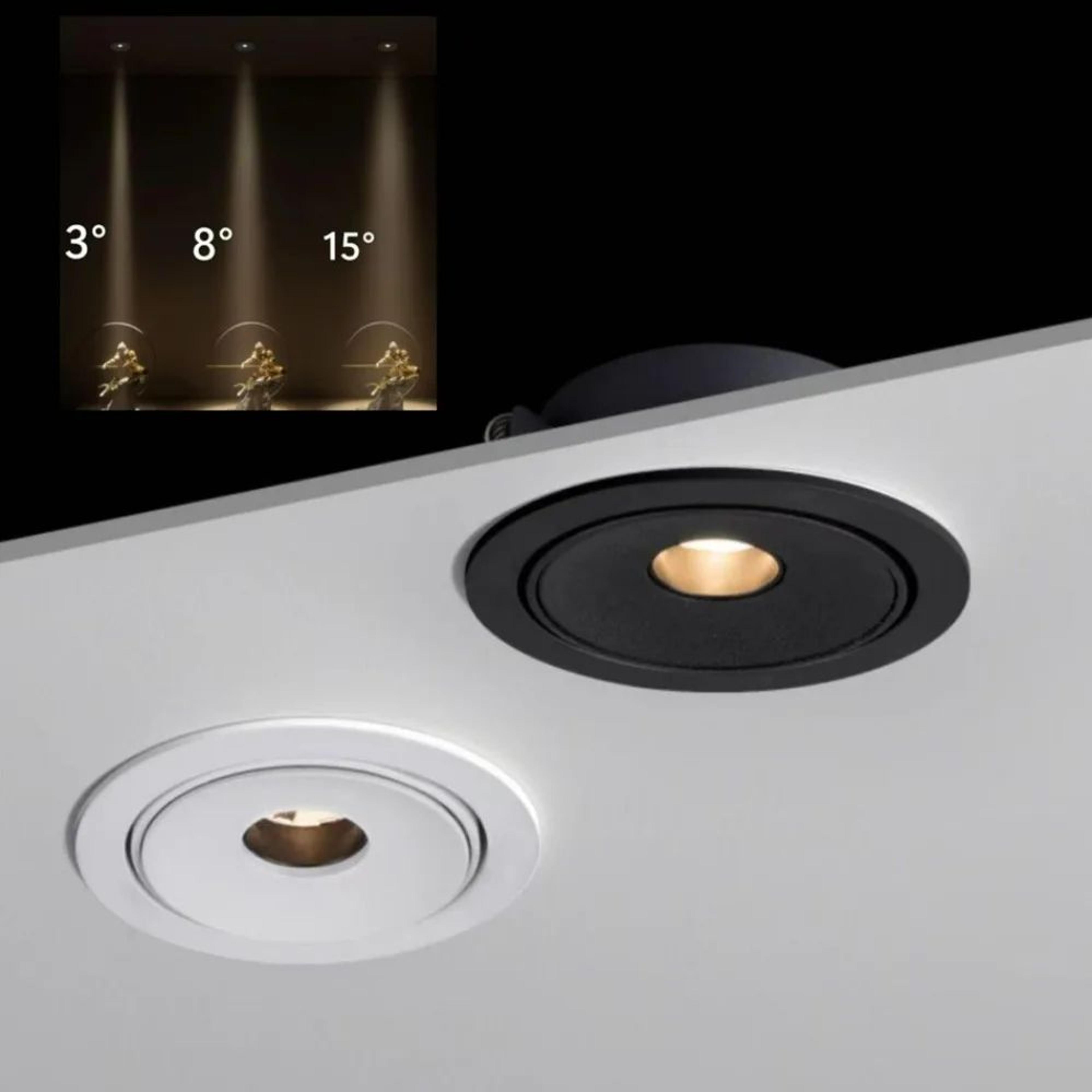 narrow beam led spotlight – recessed cob downlight with 3, 8 or 15 degree options for picture, art and museum lighting