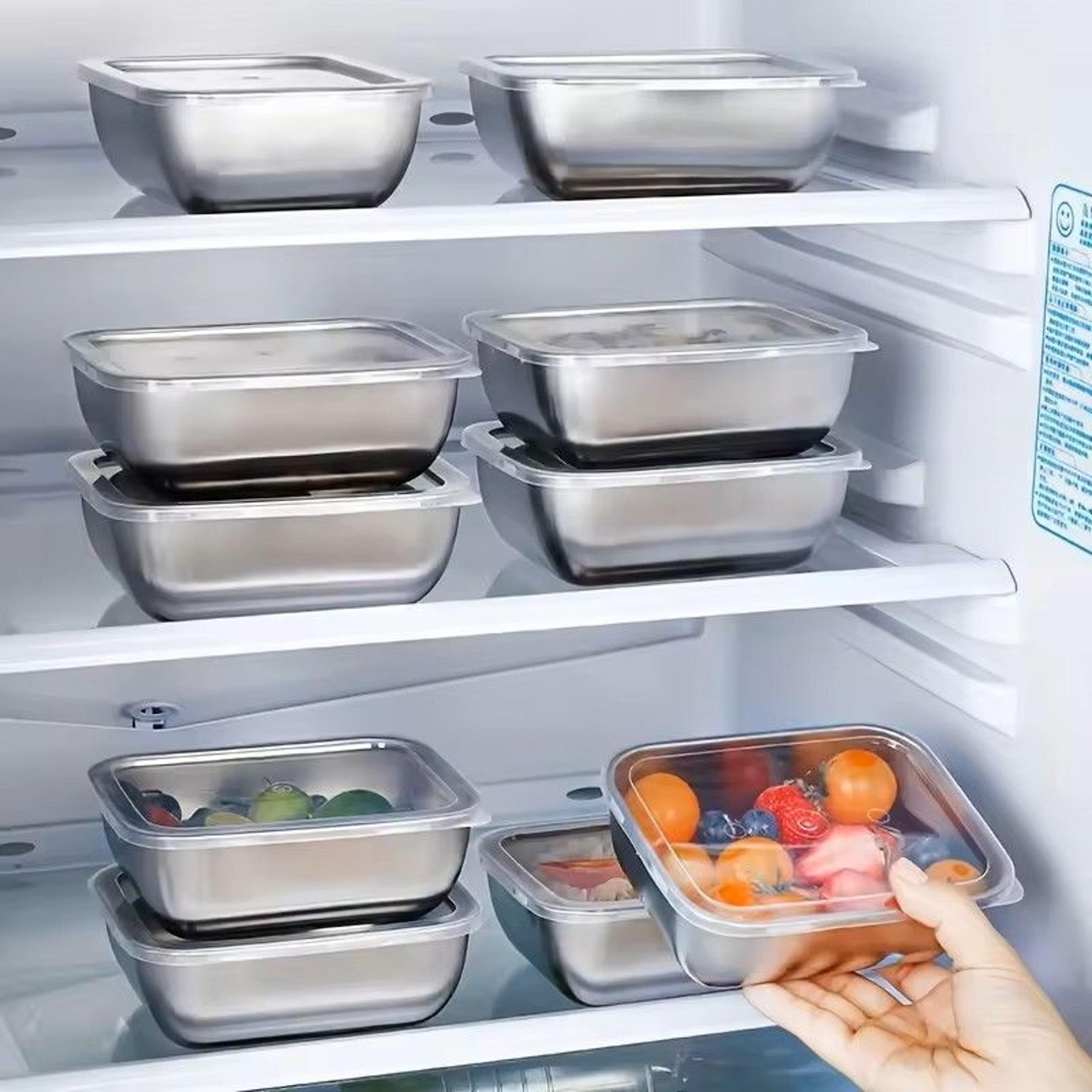 Stainless Steel Food Storage Containers With Flip Top Lids Reusable Kitchen And Fridge Organizers 2
