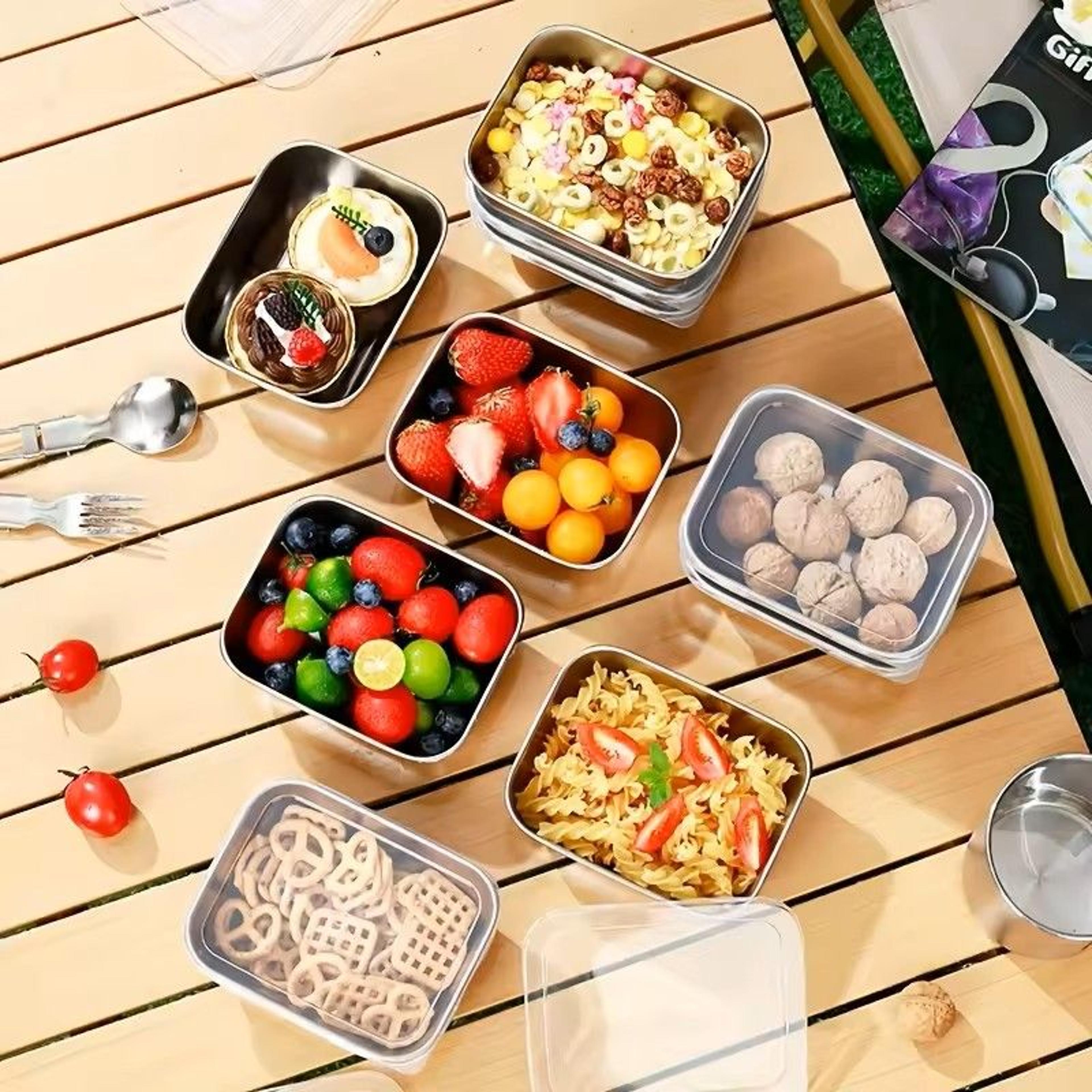 Stainless Steel Food Storage Containers With Flip Top Lids Reusable Kitchen And Fridge Organizers 6