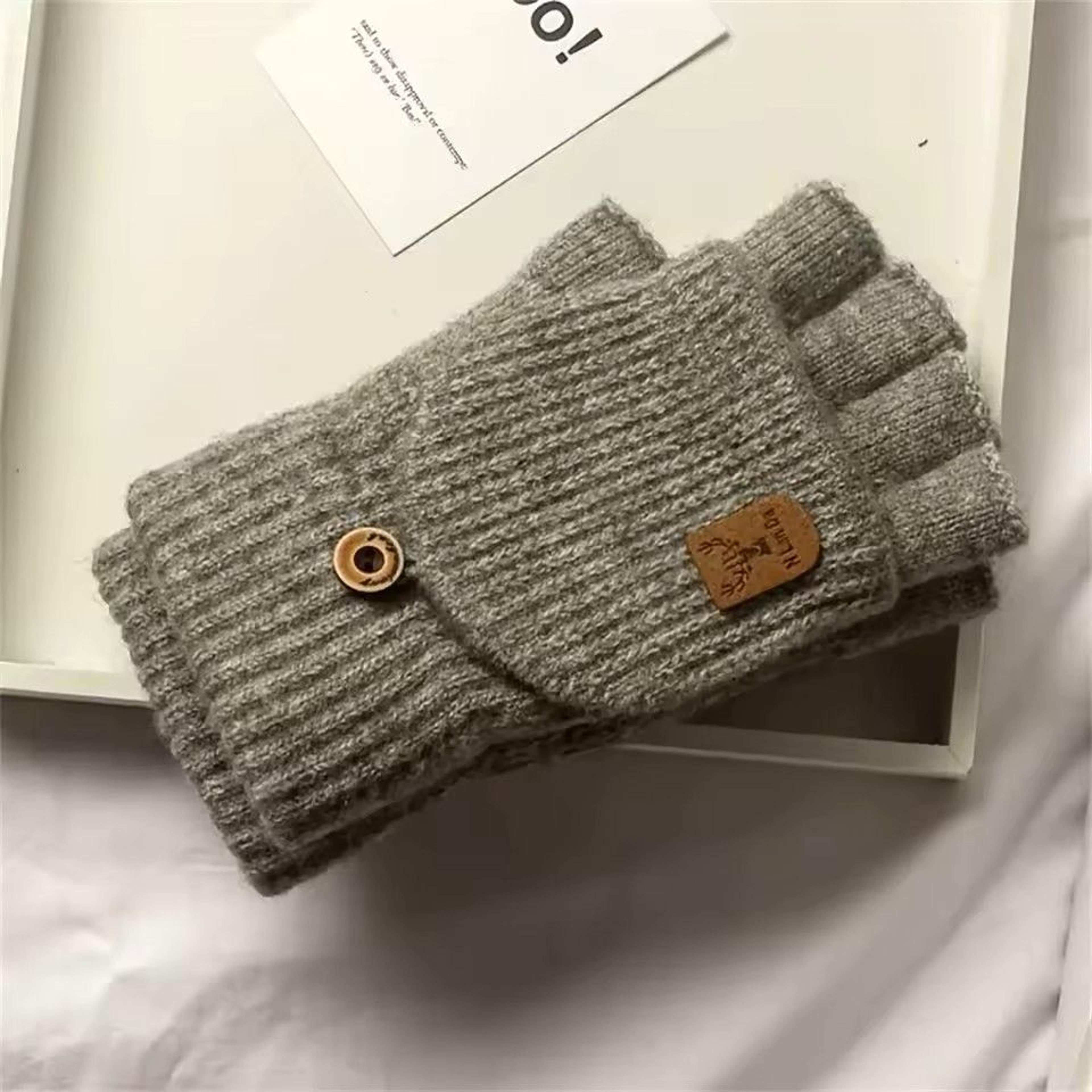 Winter Half Finger Flip Gloves Warm Knitted Windproof Gloves For Men And Women 18