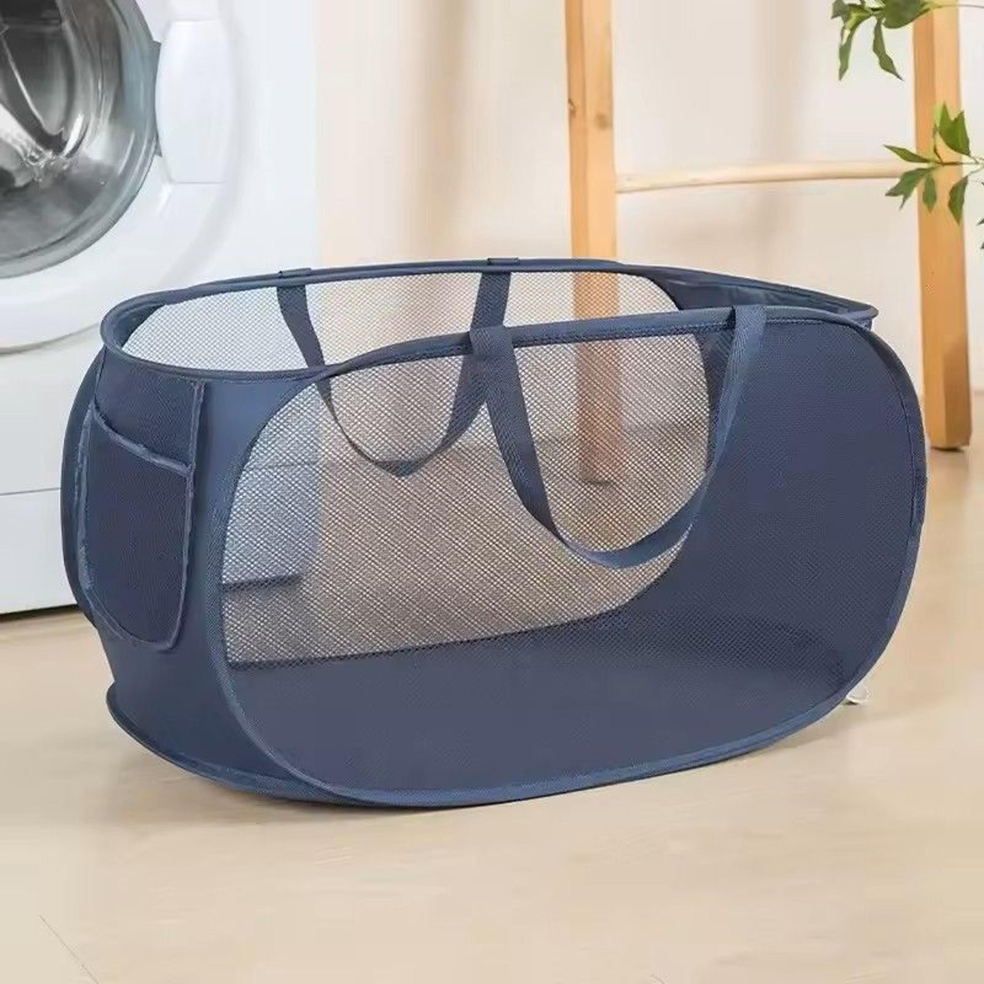 Horizontal Foldable Laundry Basket Mesh Cloth Breathable Laundry Hamper Large Capacity Storage Bask 15