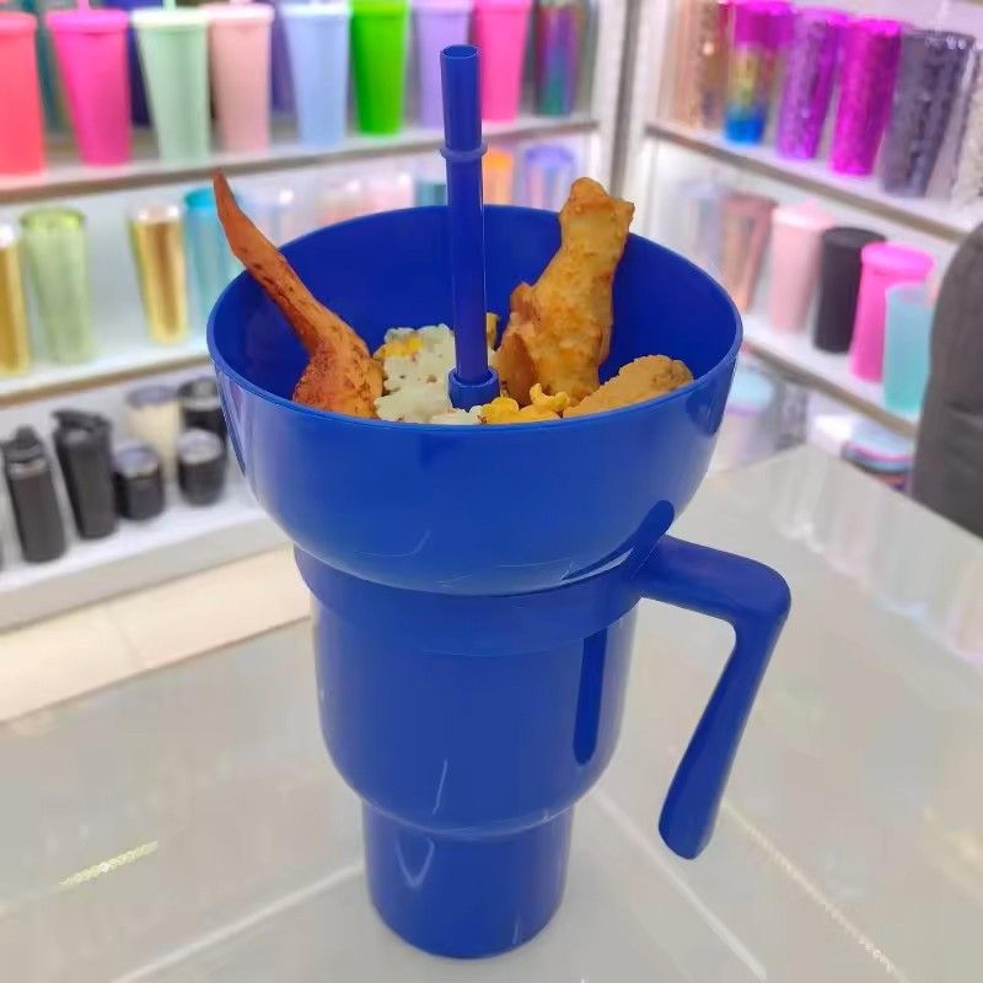 2 In 1 Snack And Drink Cup With Handle Portable Popcorn And Beverage Container For Kids And Adults 12