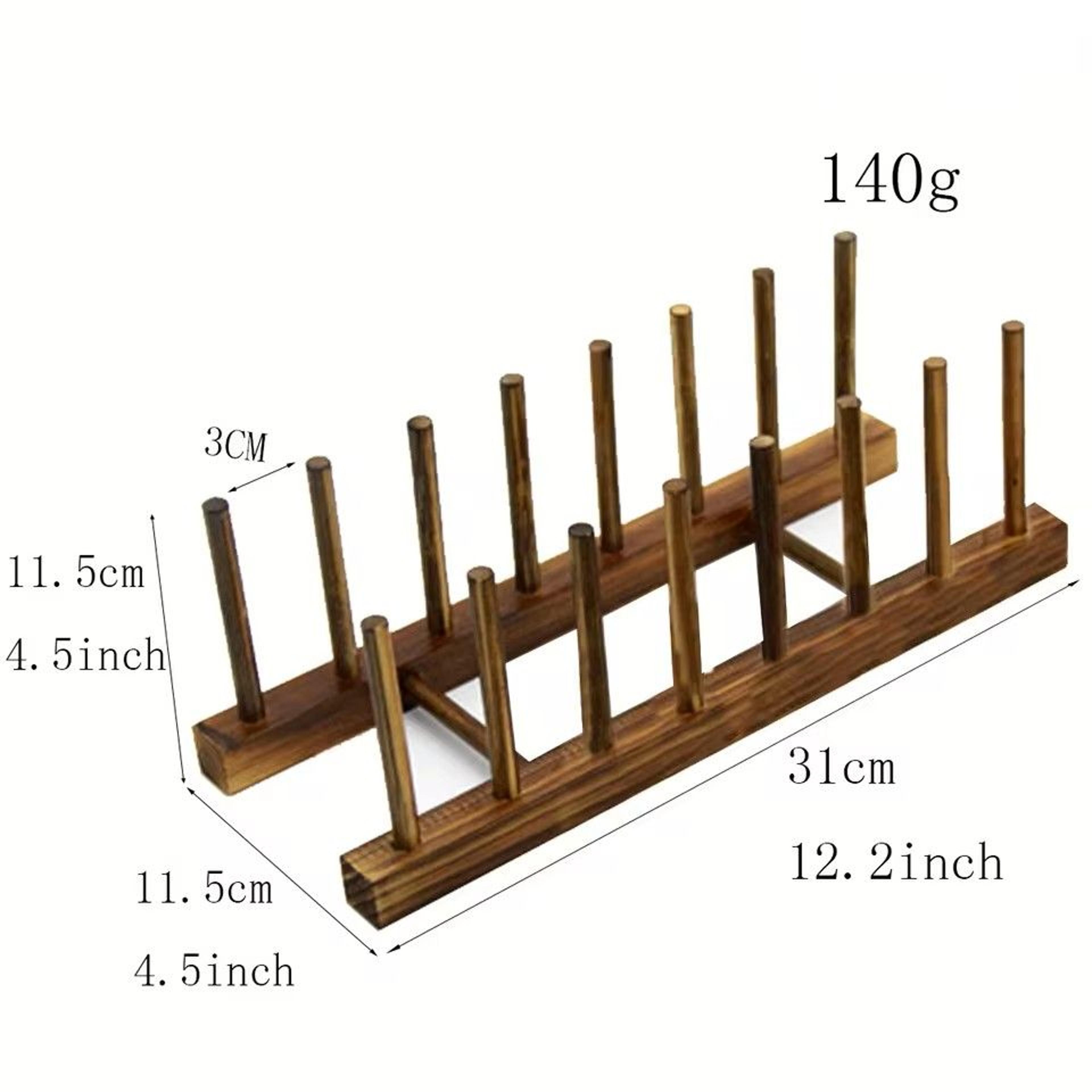 Bamboo Dish Drying Rack With Drainboard  Wooden Plate Bowl Cup Organizer For Kitchen Counter 11