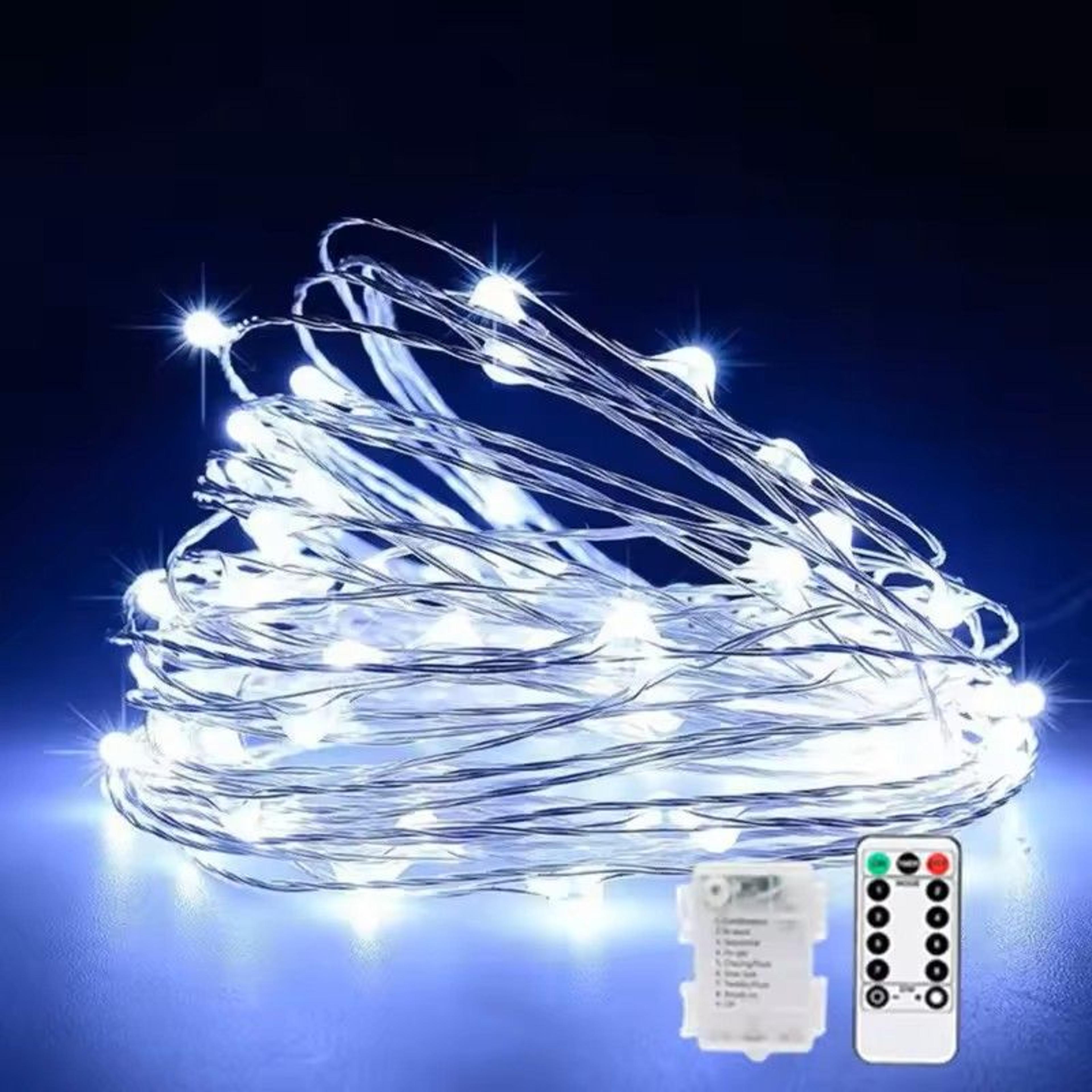 Battery Operated Silver Copper Wire String Lights With Remote 8