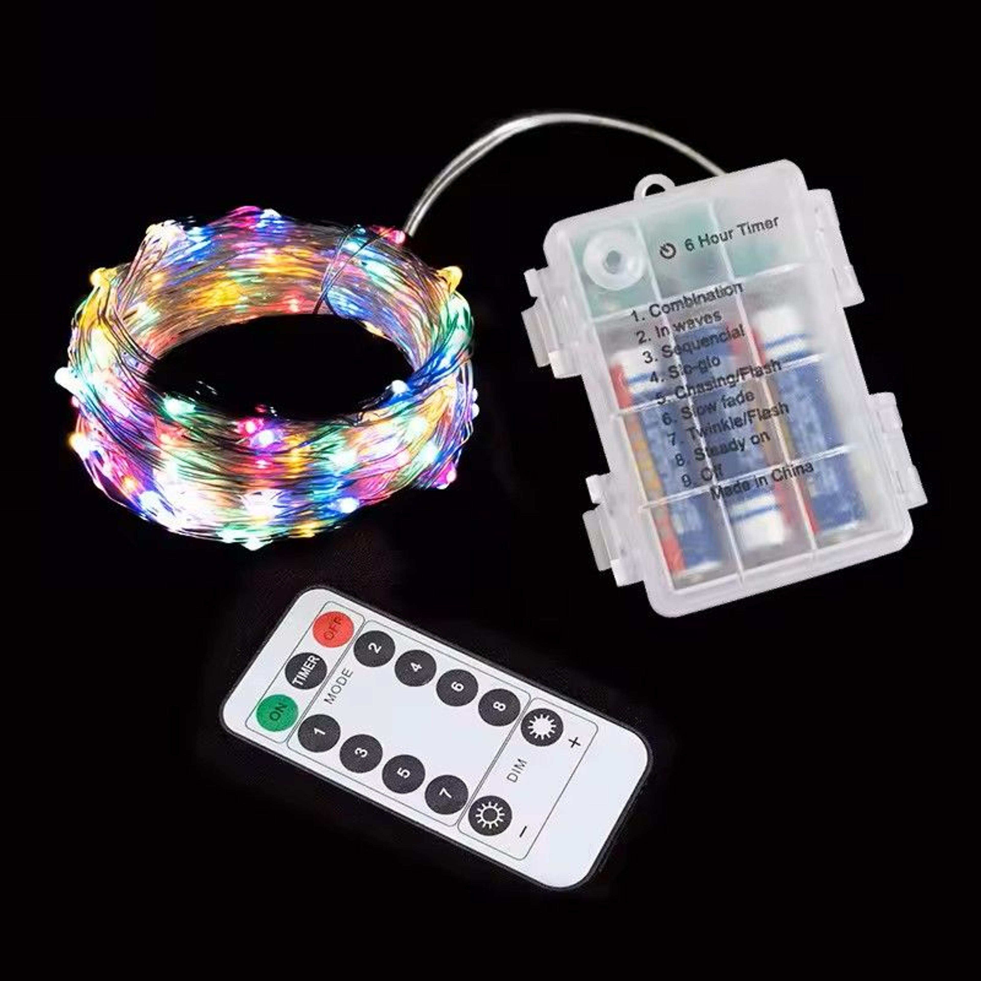 Battery Operated Silver Copper Wire String Lights With Remote 0