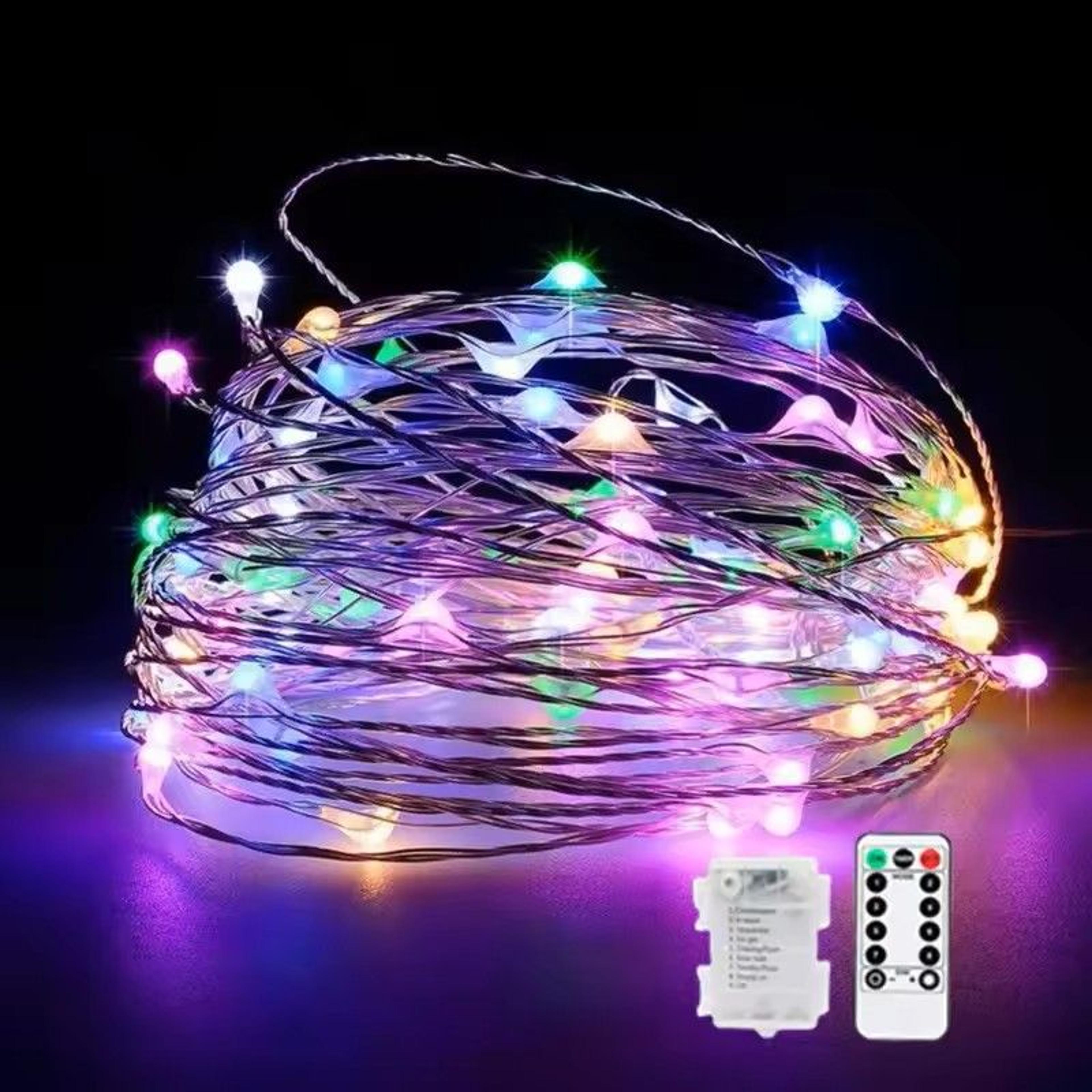 Battery Operated Silver Copper Wire String Lights With Remote 6