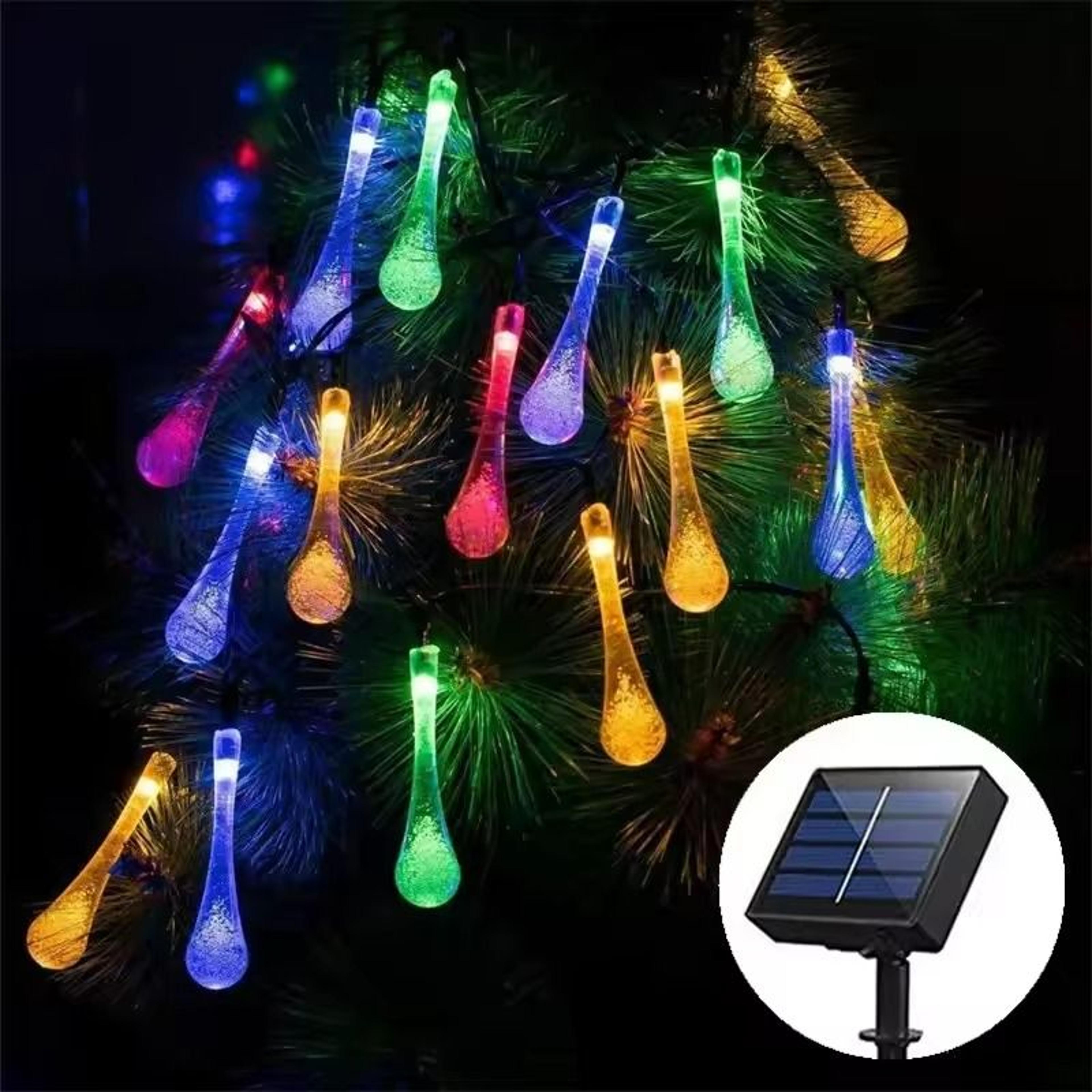 Solar WaterDrop Fairy LED String Lights Outdoor Garden  Patio Decor 7