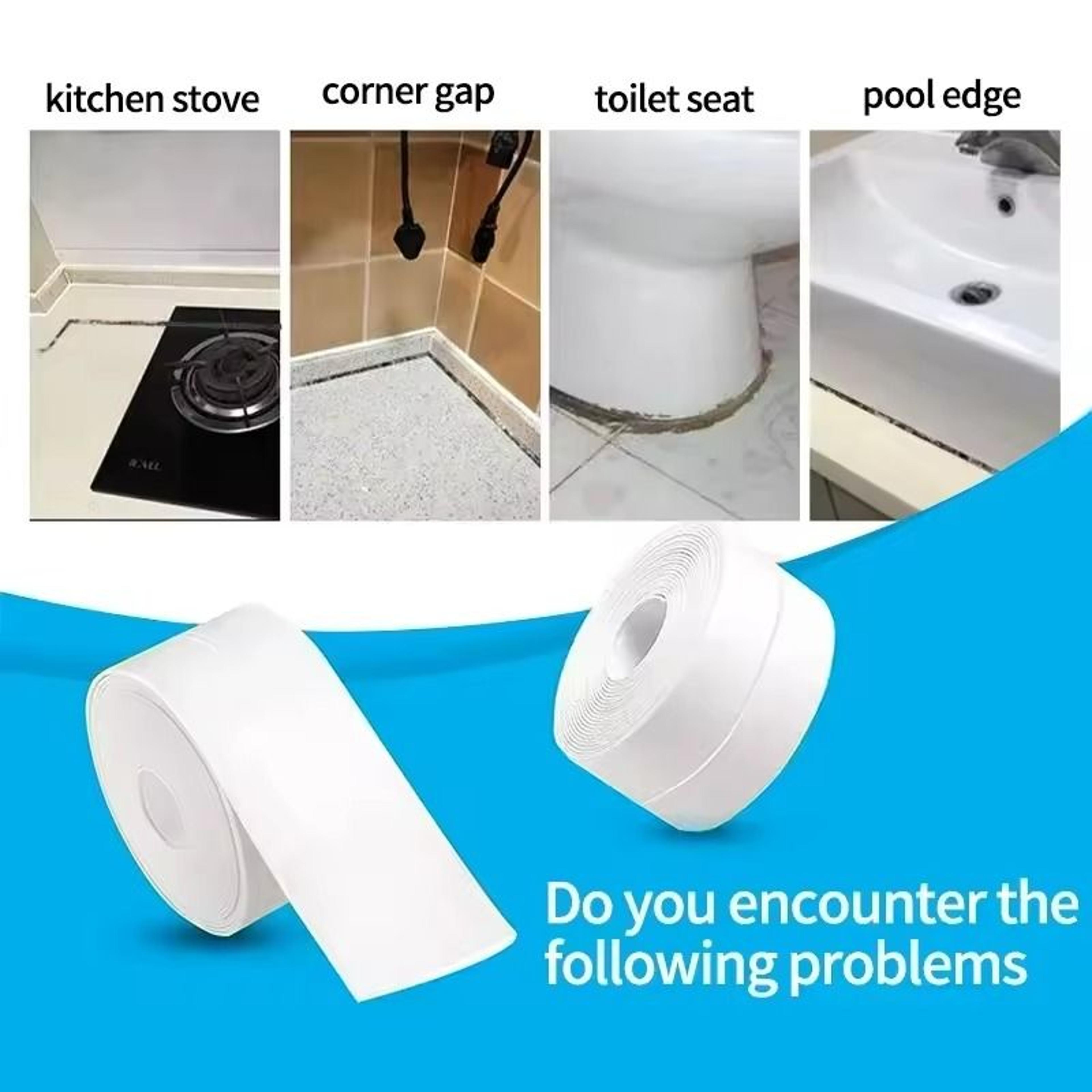 Waterproof PVC Bathroom  Kitchen Sealing Tape  SelfAdhesive Caulk Strip For Sinks  Showers 5