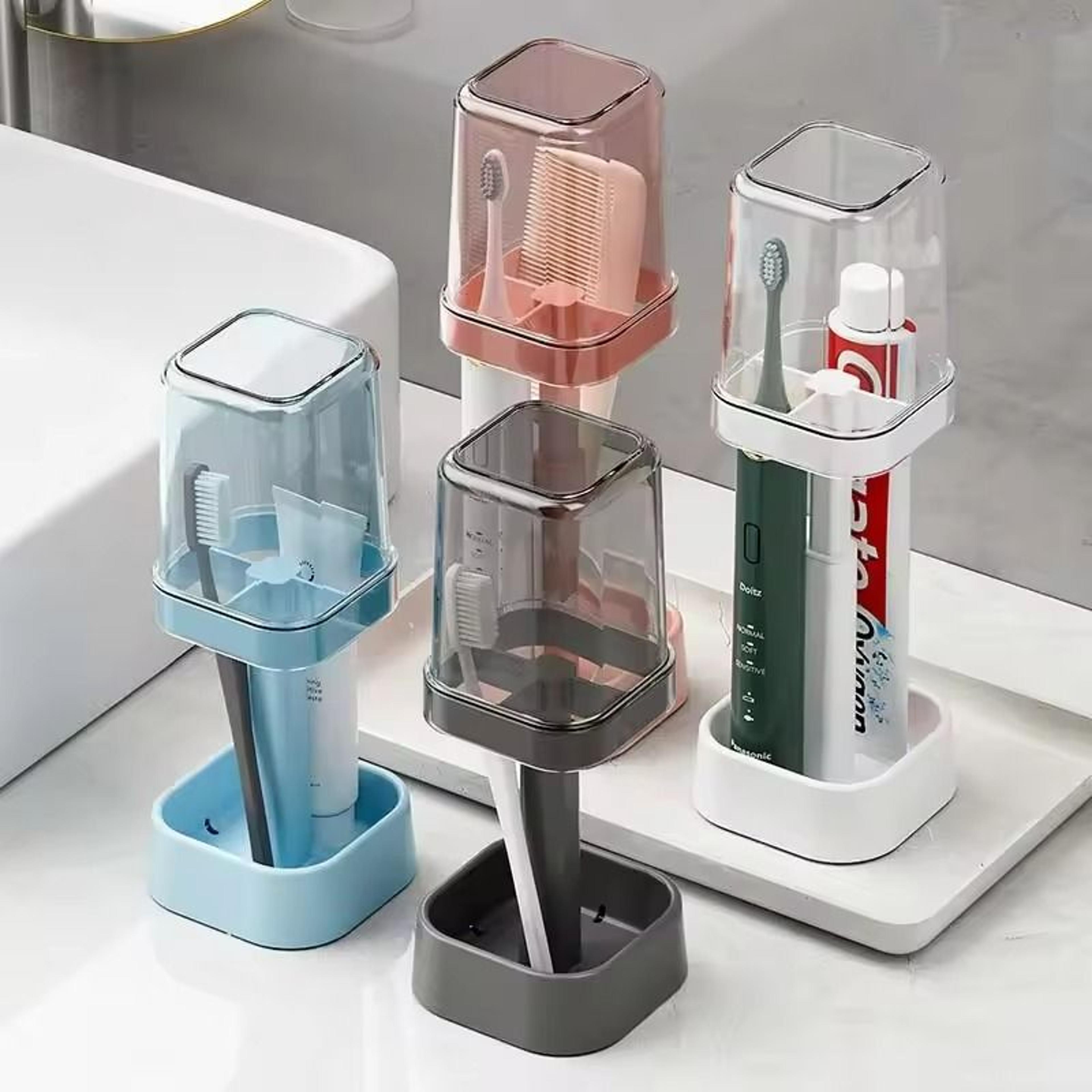 Minimalist Toothbrush Holder Set  Compact Bathroom Organizer With Gargle Cup  Tumbler Rack 0