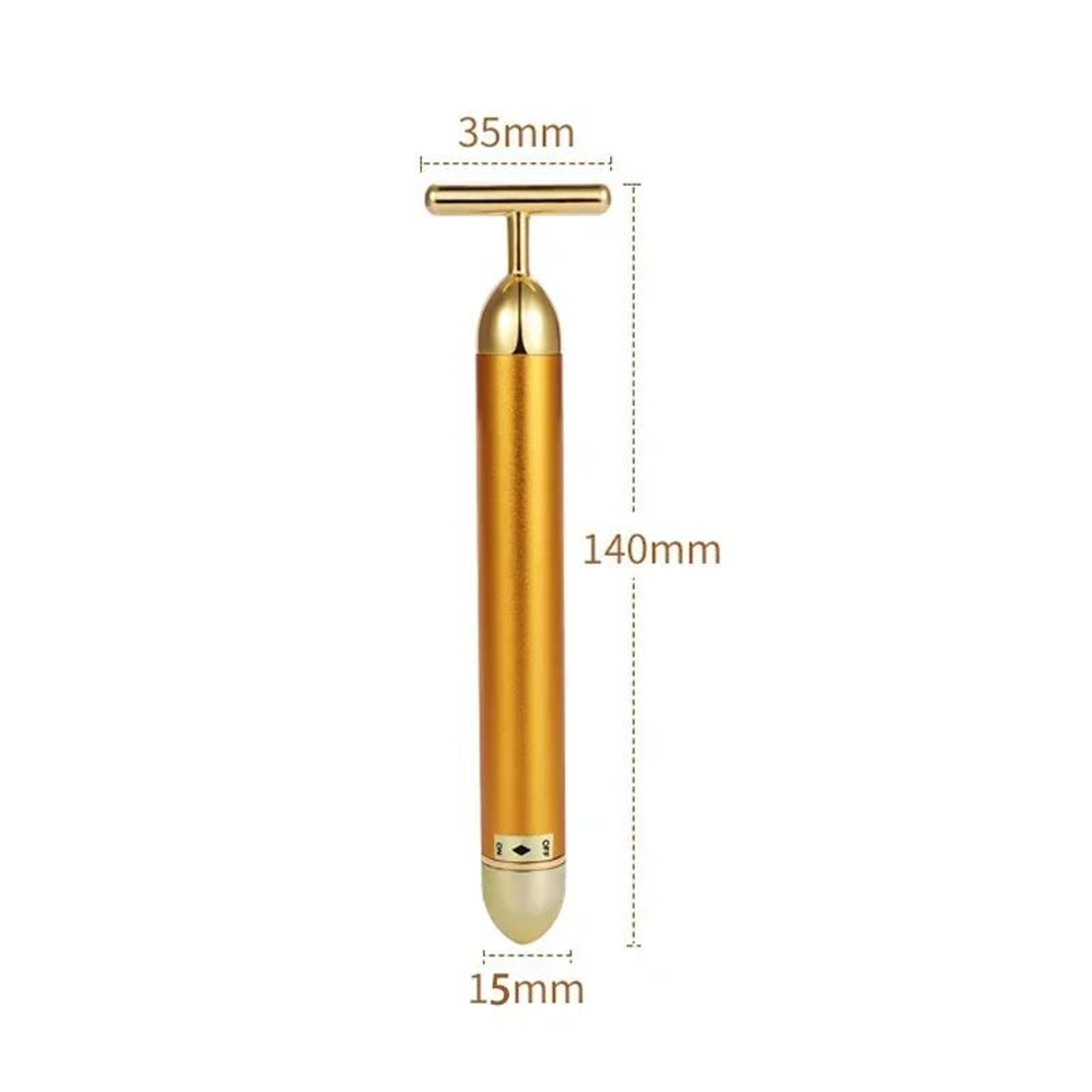 24K Gold Beauty Bar Electric Face Massager With Rose Quartz  3D Roller Set 6