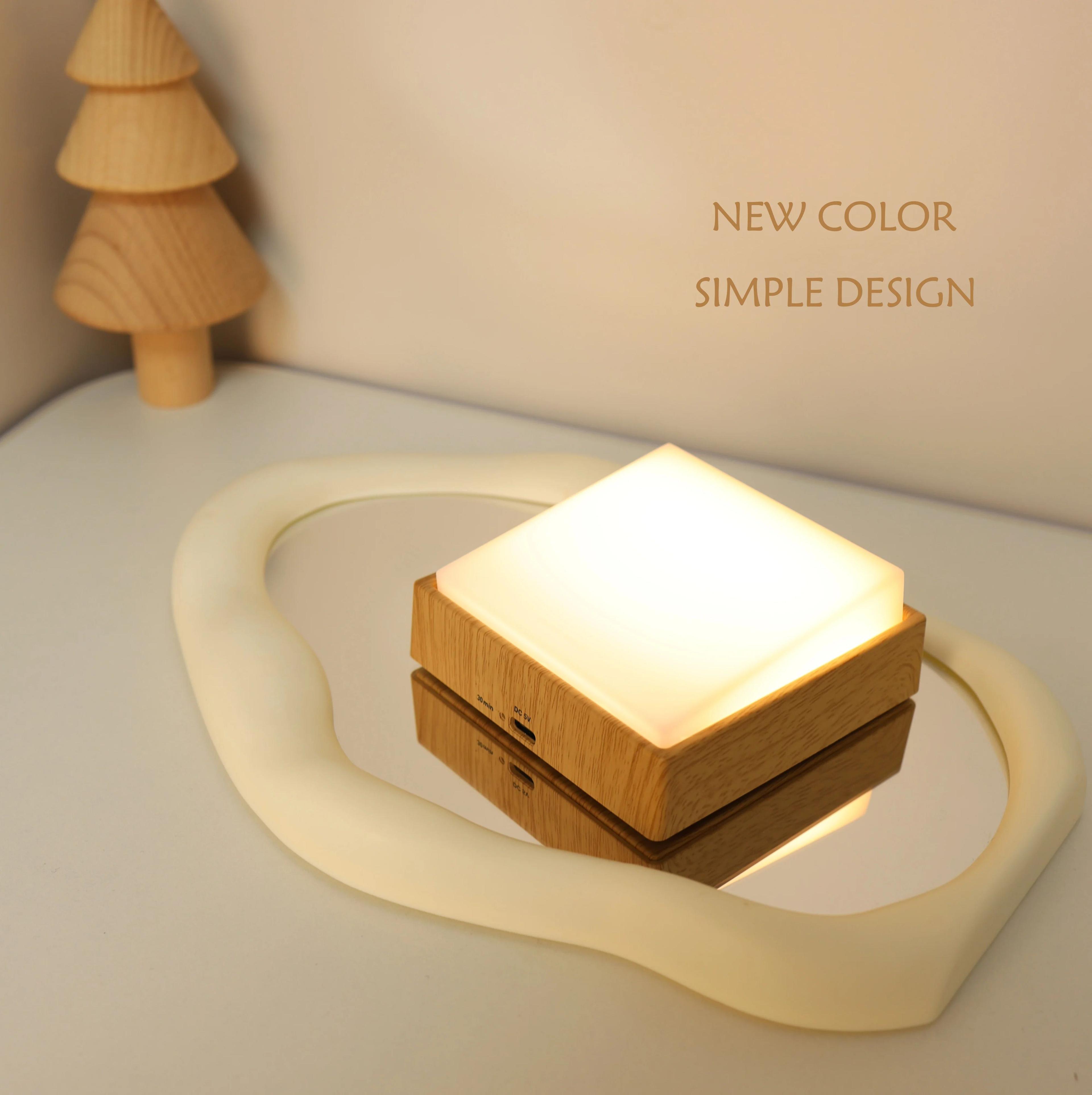Beech Wood Magnetic Switch Night Light  Rechargeable Wall  Bedside Lamp 0