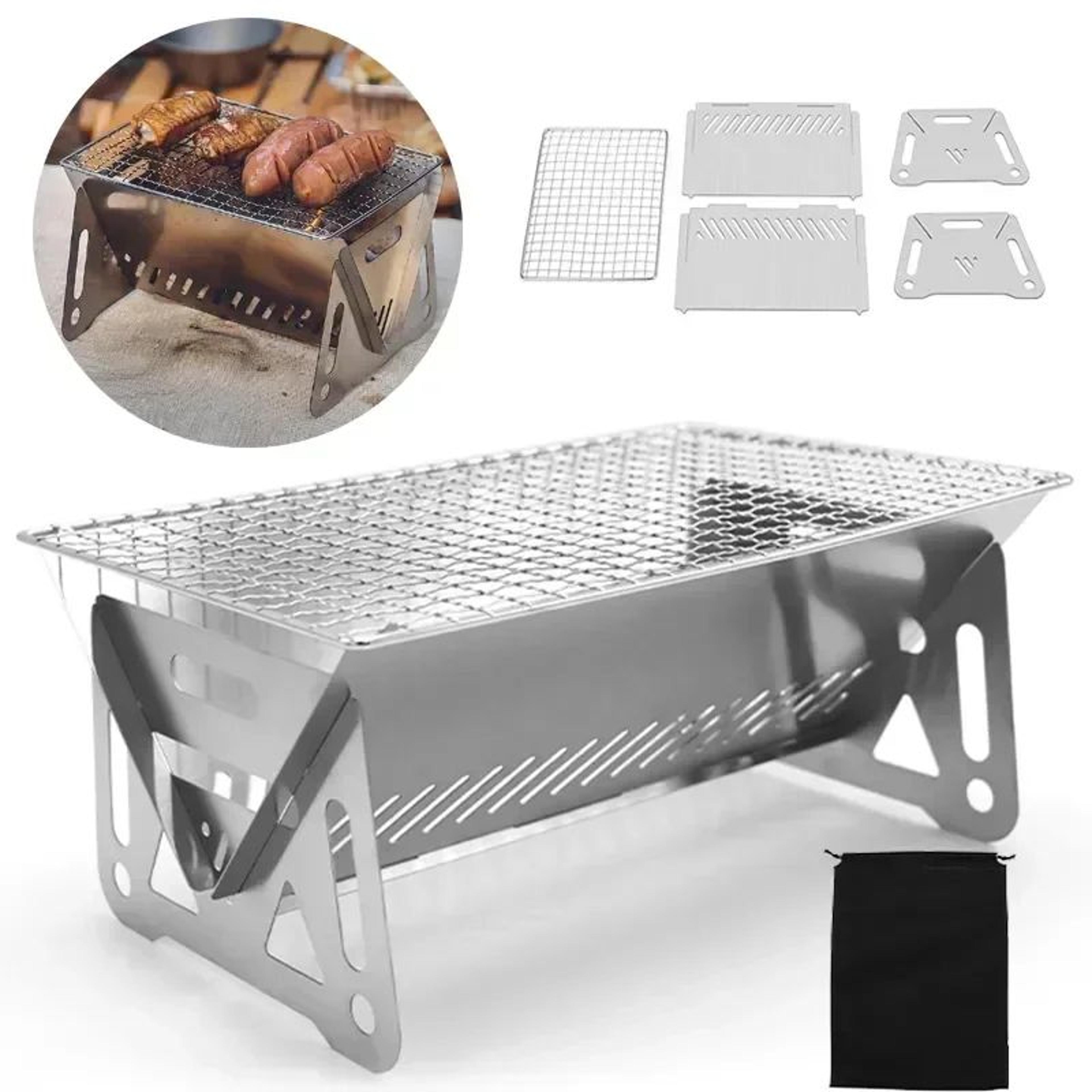 Portable Mini Charcoal Grill  Stainless Steel Folding BBQ Grill For Outdoor Camping  Multifunctiona 1