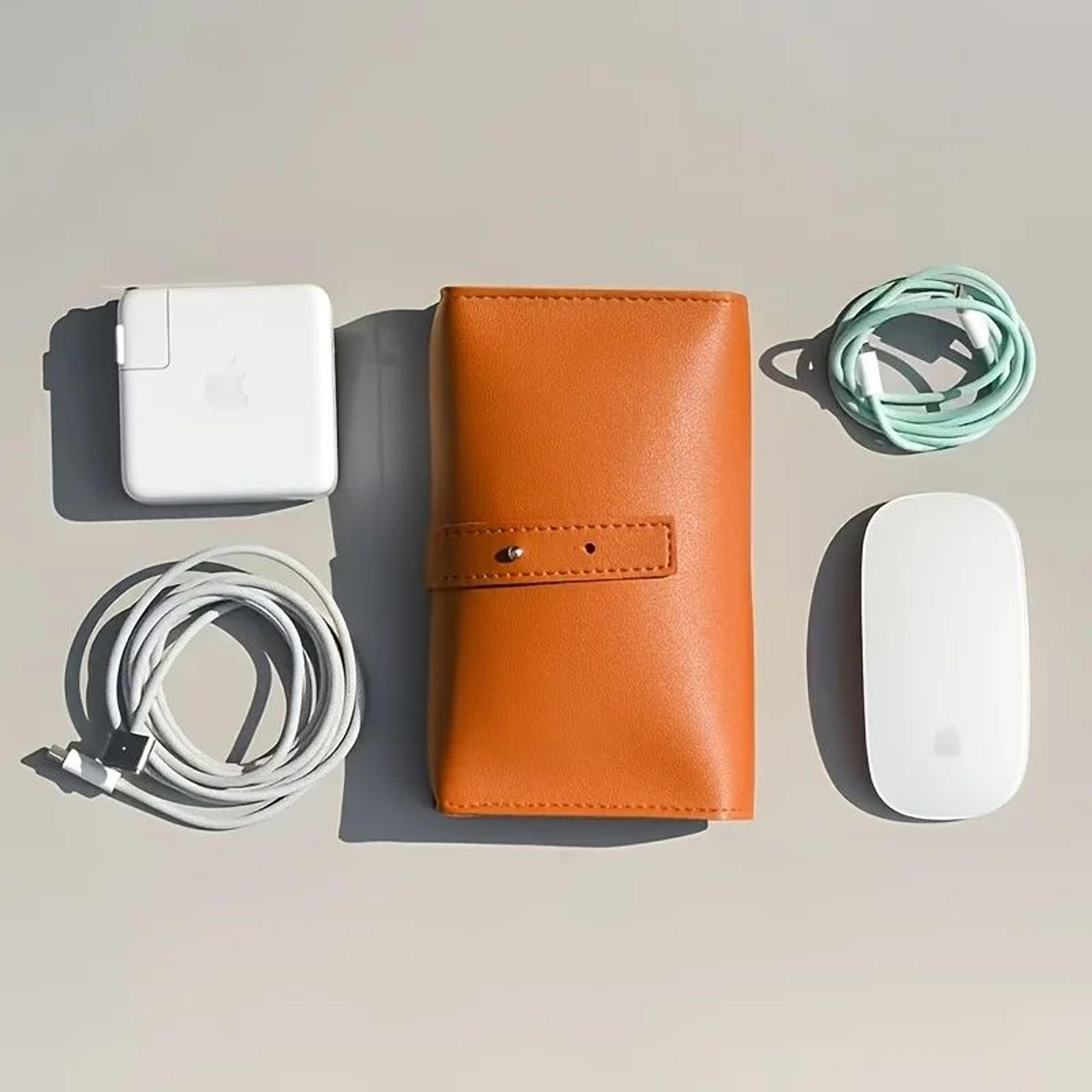 PU Leather MultiCompartment Organizer  Portable Tech And School Accessories Case For Cables Charger 1