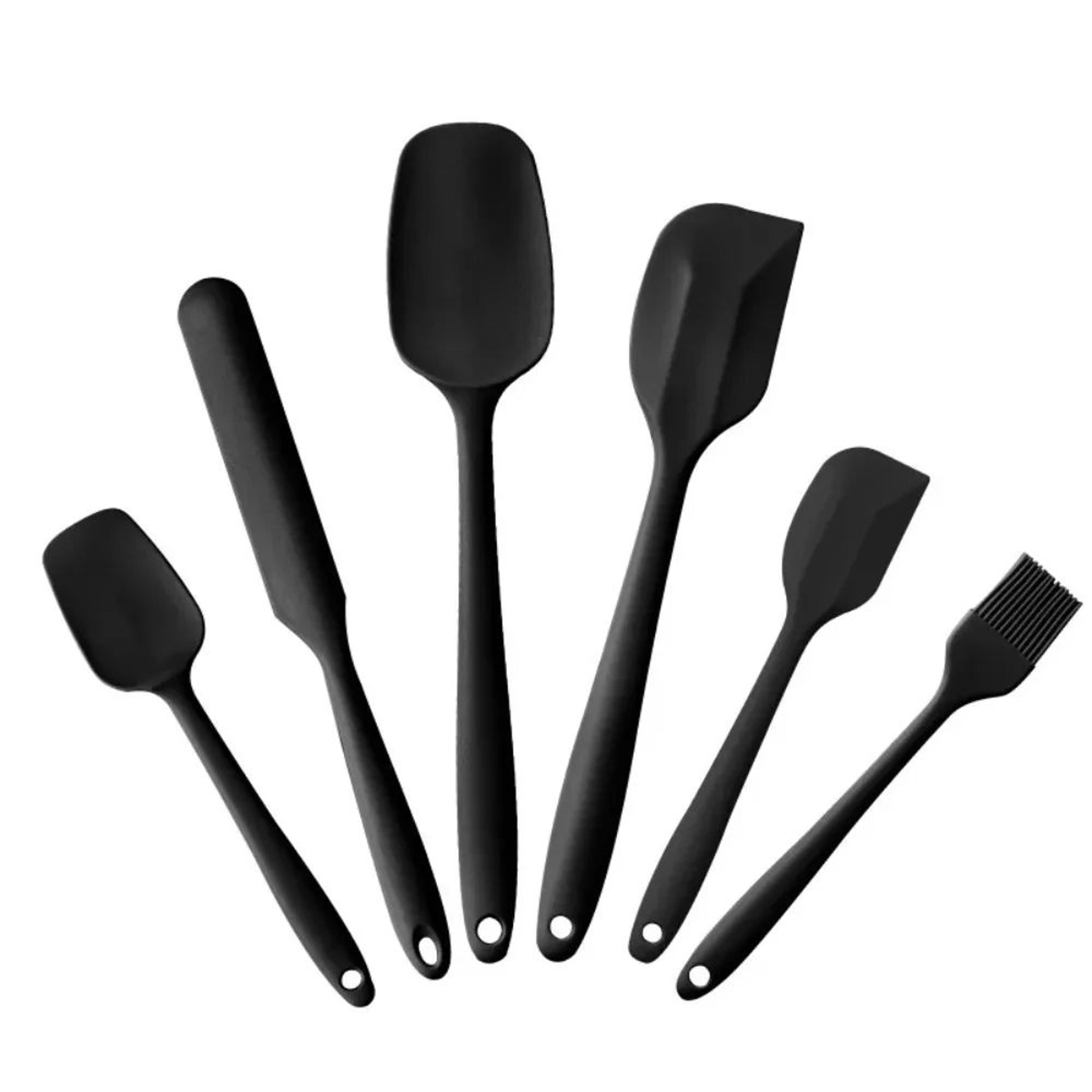 6 Piece Silicone Spatula Set Food Grade Heat Resistant Non Stick Baking And Cooking Tools 6