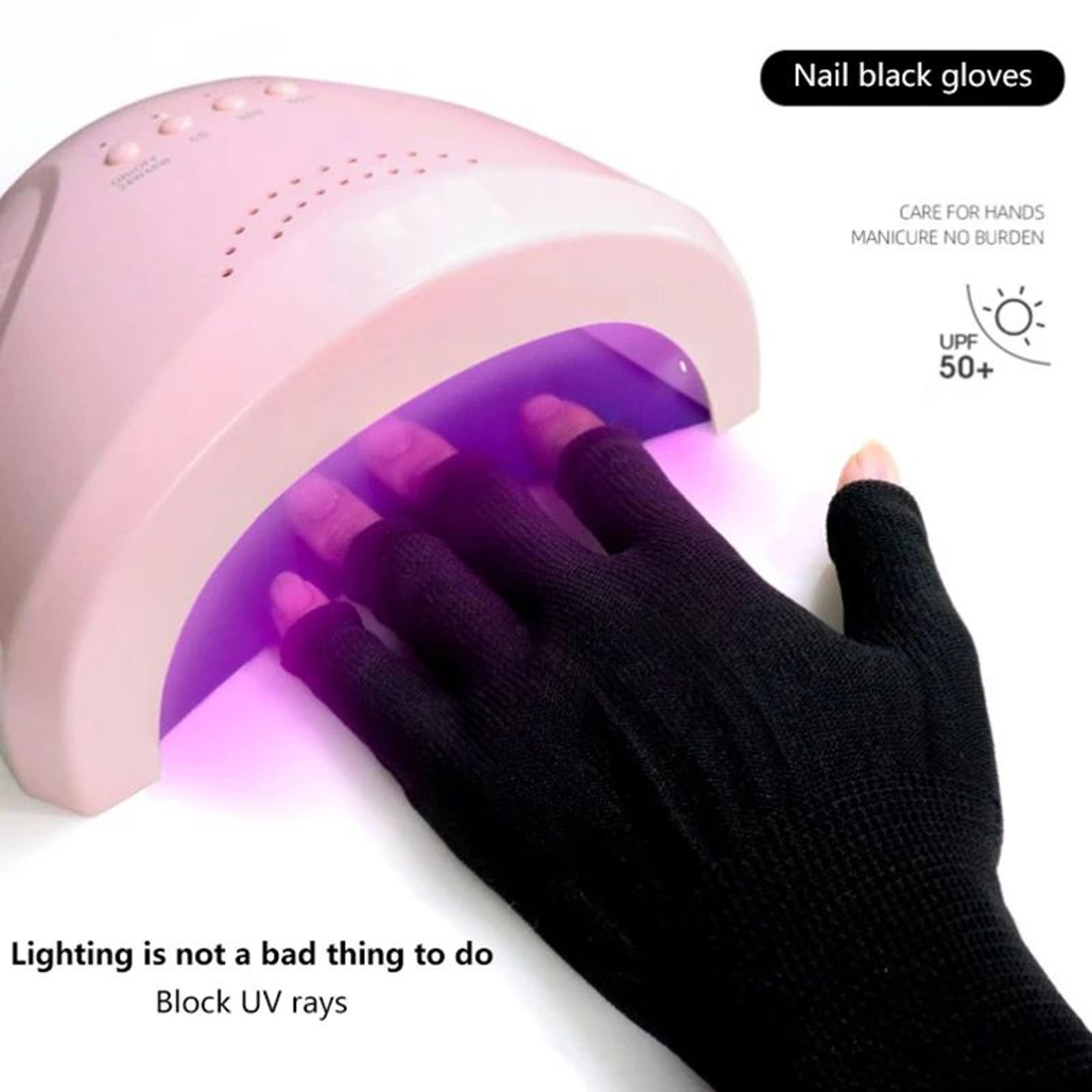 anti uv fingerless nail gloves for gel manicure and led lamp protection