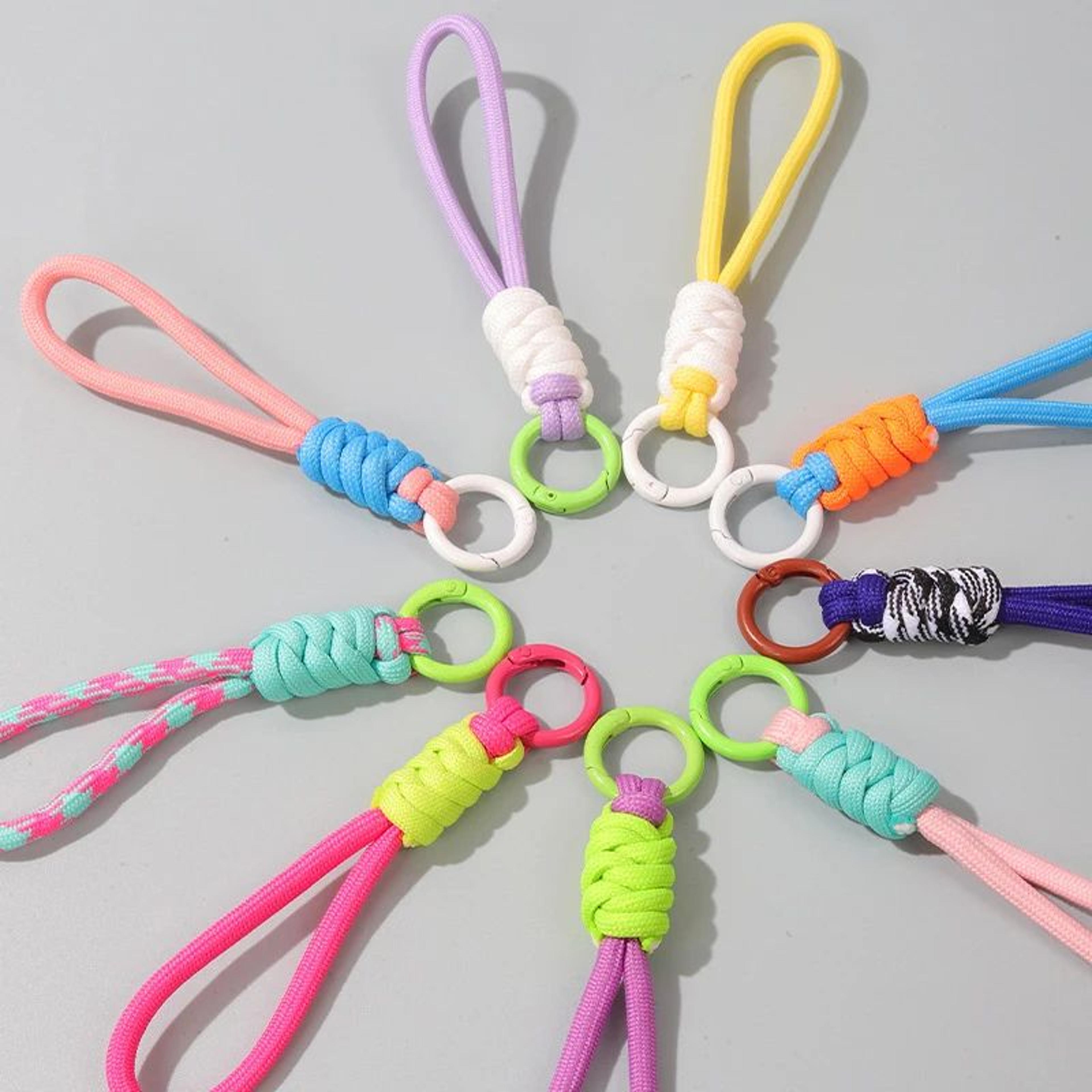 colorful braided rope strap lanyard keychain for phone case and bags