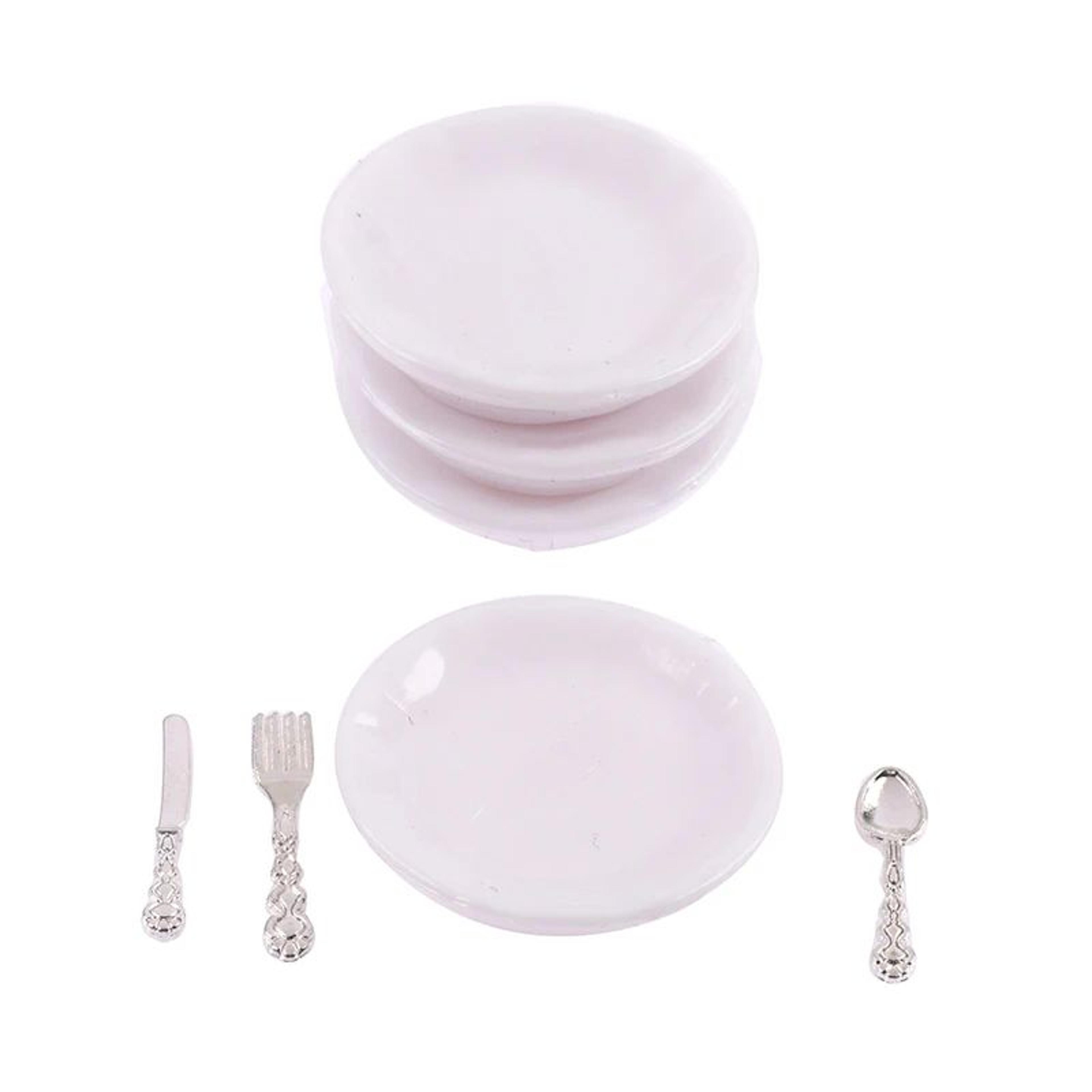 1 12 Dollhouse Miniature Plate Knife Fork Spoon Set Tableware Decor 9