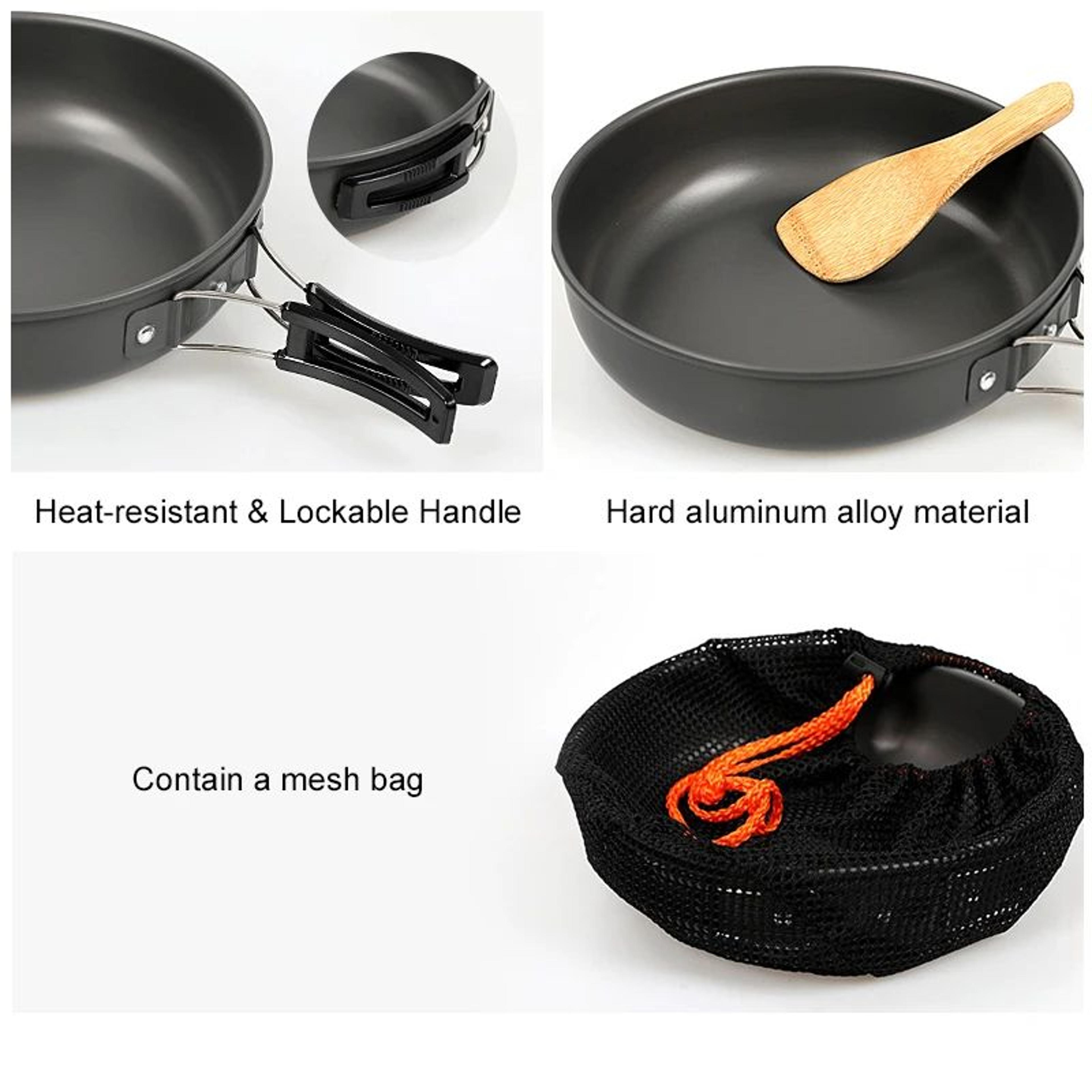 Westtune Camping Frying Pan Portable Aluminum Outdoor Cookware With Foldable Handle 3