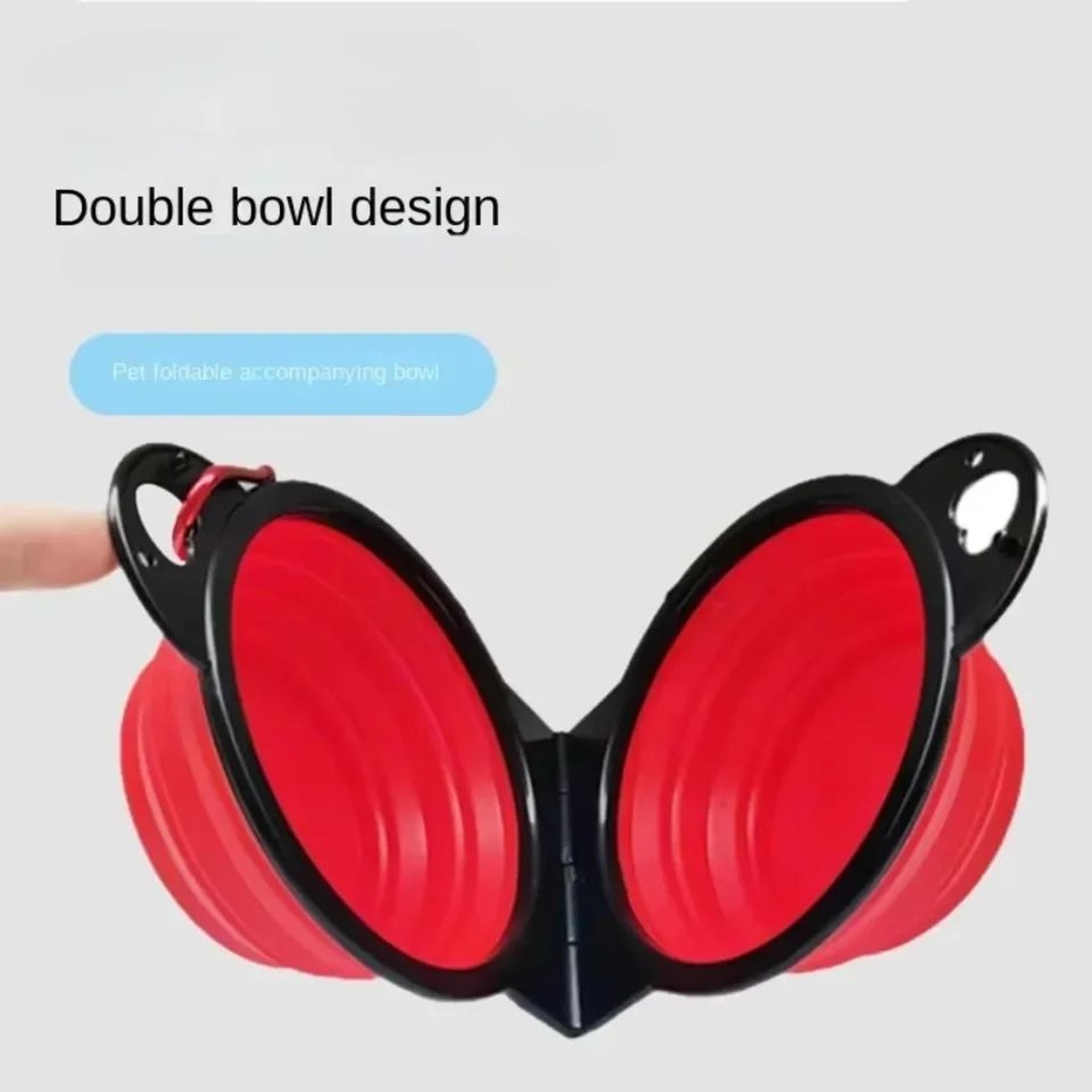 Foldable Dual Bowl Portable Pet Feeding And Water Bowl For Travel 2