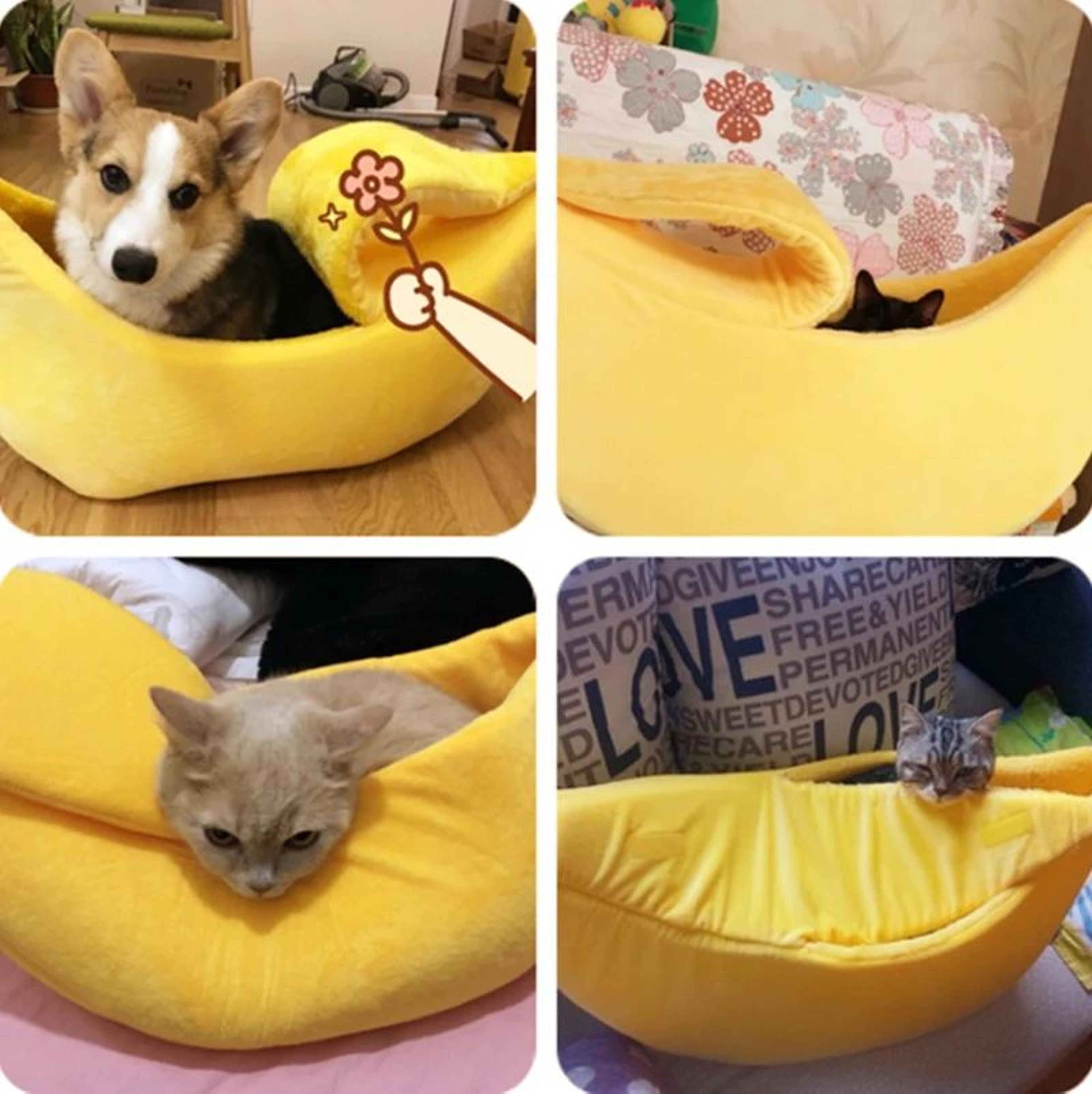 Winter Banana Cat Bed Cute Cozy Pet House Warm Portable Cat And Dog Cushion 4