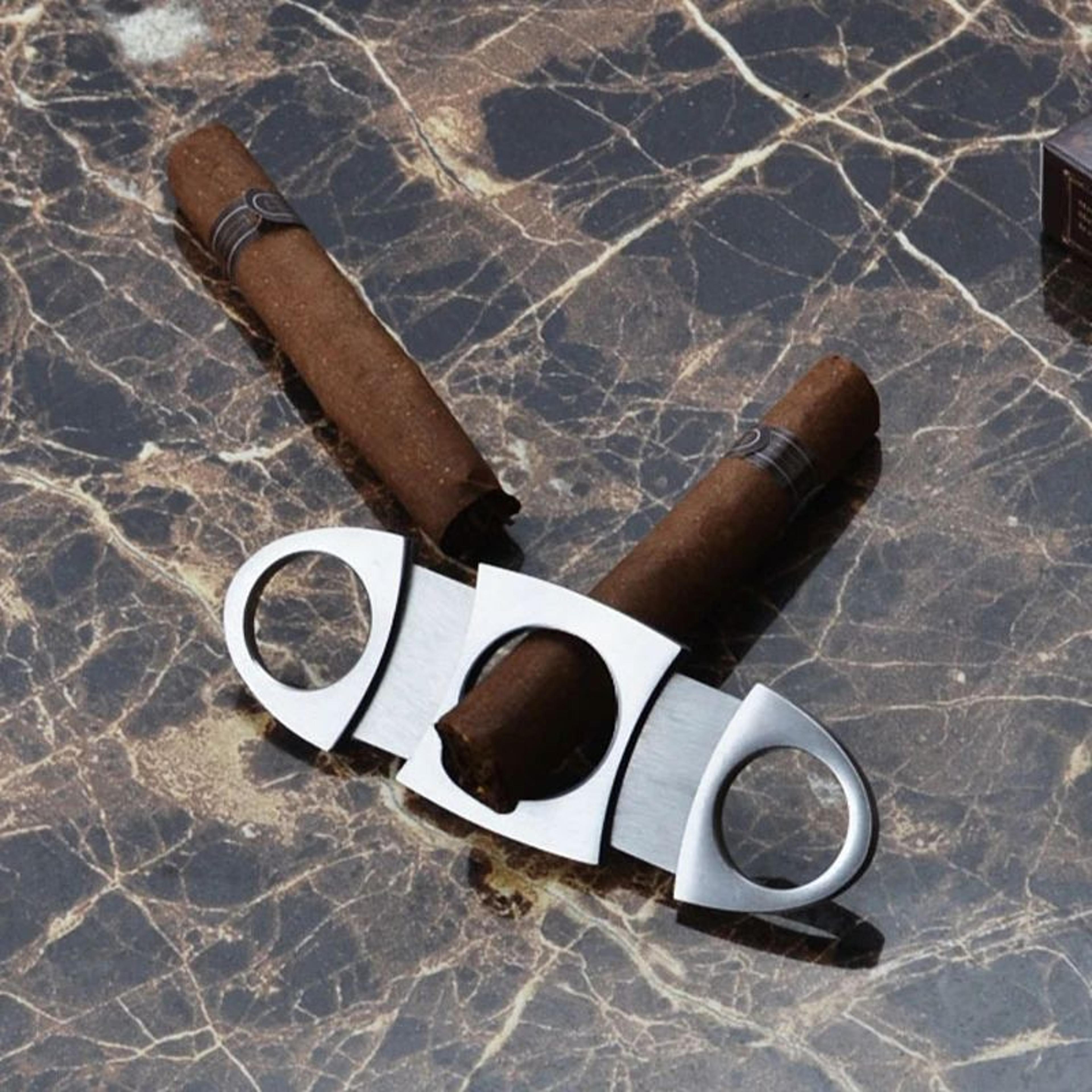 Stainless Steel Cigar Cutter Manual Sharp Double Blade Cigarette Scissors 4