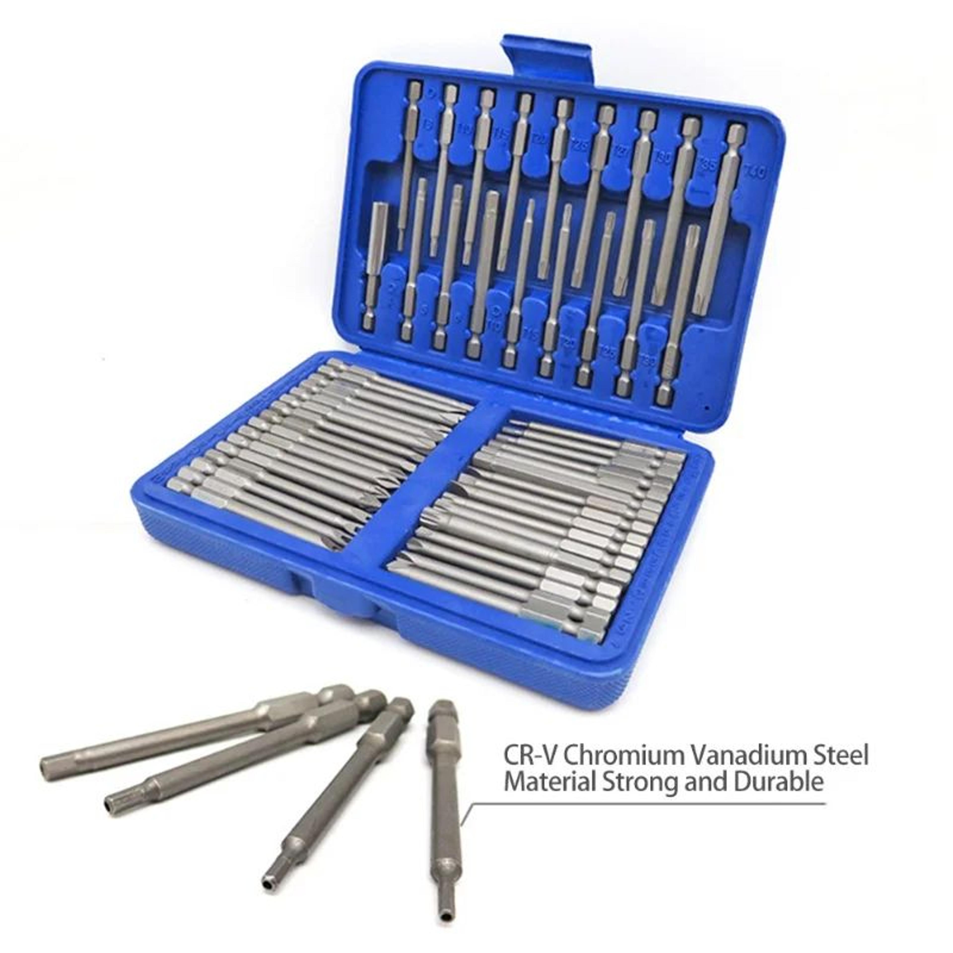 50 Piece Extra Long 75mm Security Bit Set Torx Star And Hex Screwdriver Bits 8