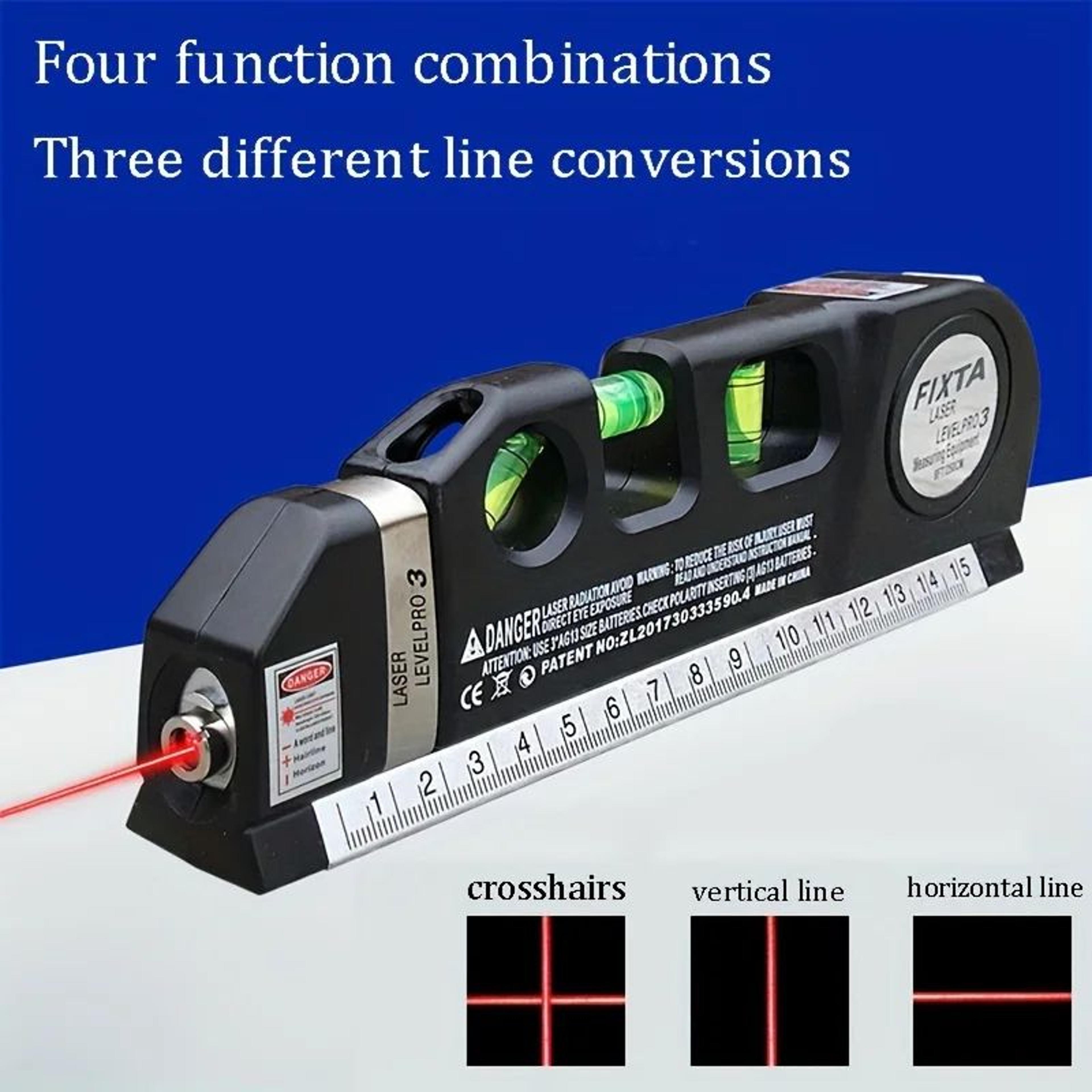 Multipurpose Laser Level Line Tool  Cross Line Laser With 8 Ft Measuring Tape  Standard Level Kit 11