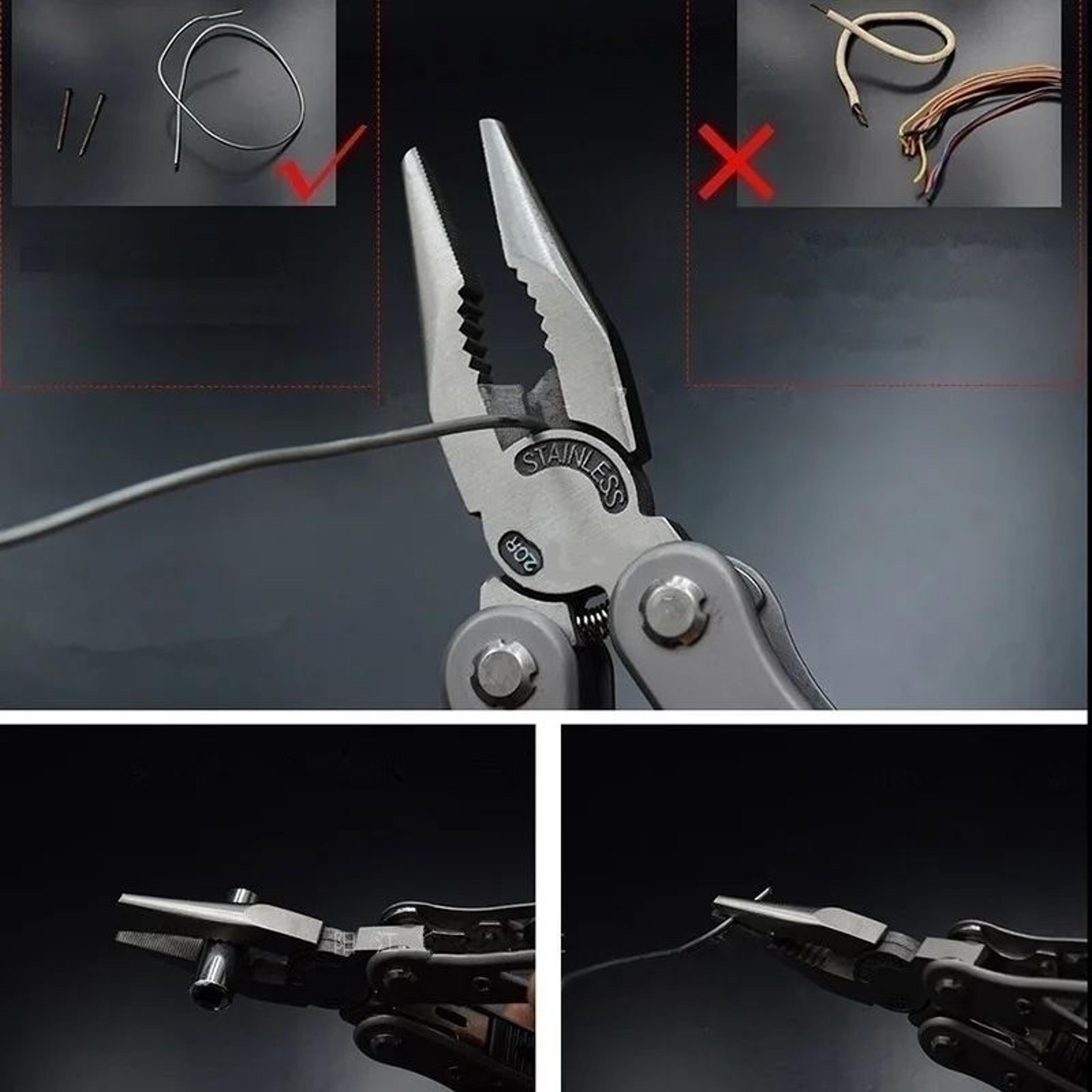 15in1 MultiTool Folding Pliers  Creative Outdoor Camping Survival Tool With Nylon Carry Bag 9