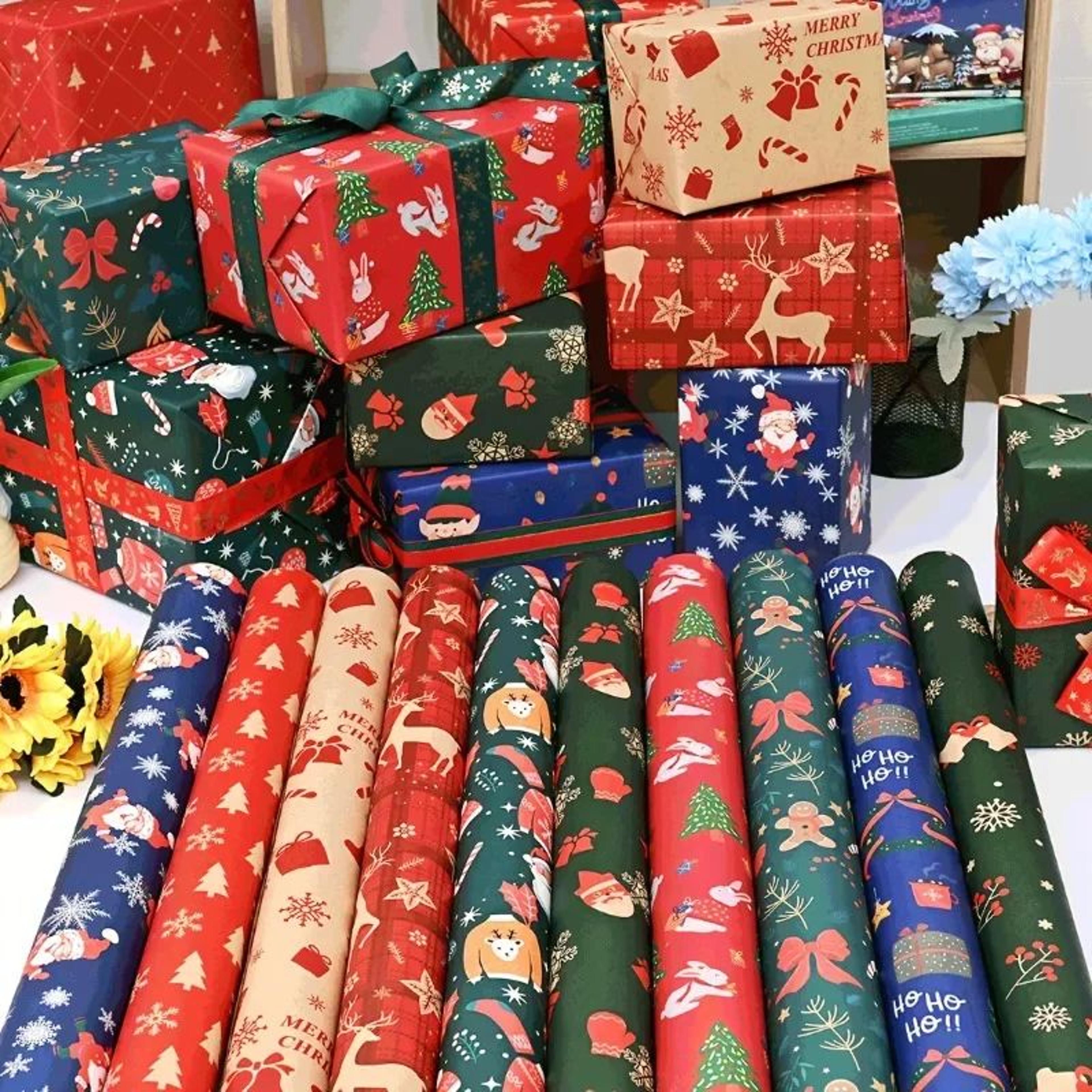 ExtraLong Christmas Wrapping Paper Sheets  70 49 Cm Gift Wrap Sets For Holiday Gifts  Party Decorat 0