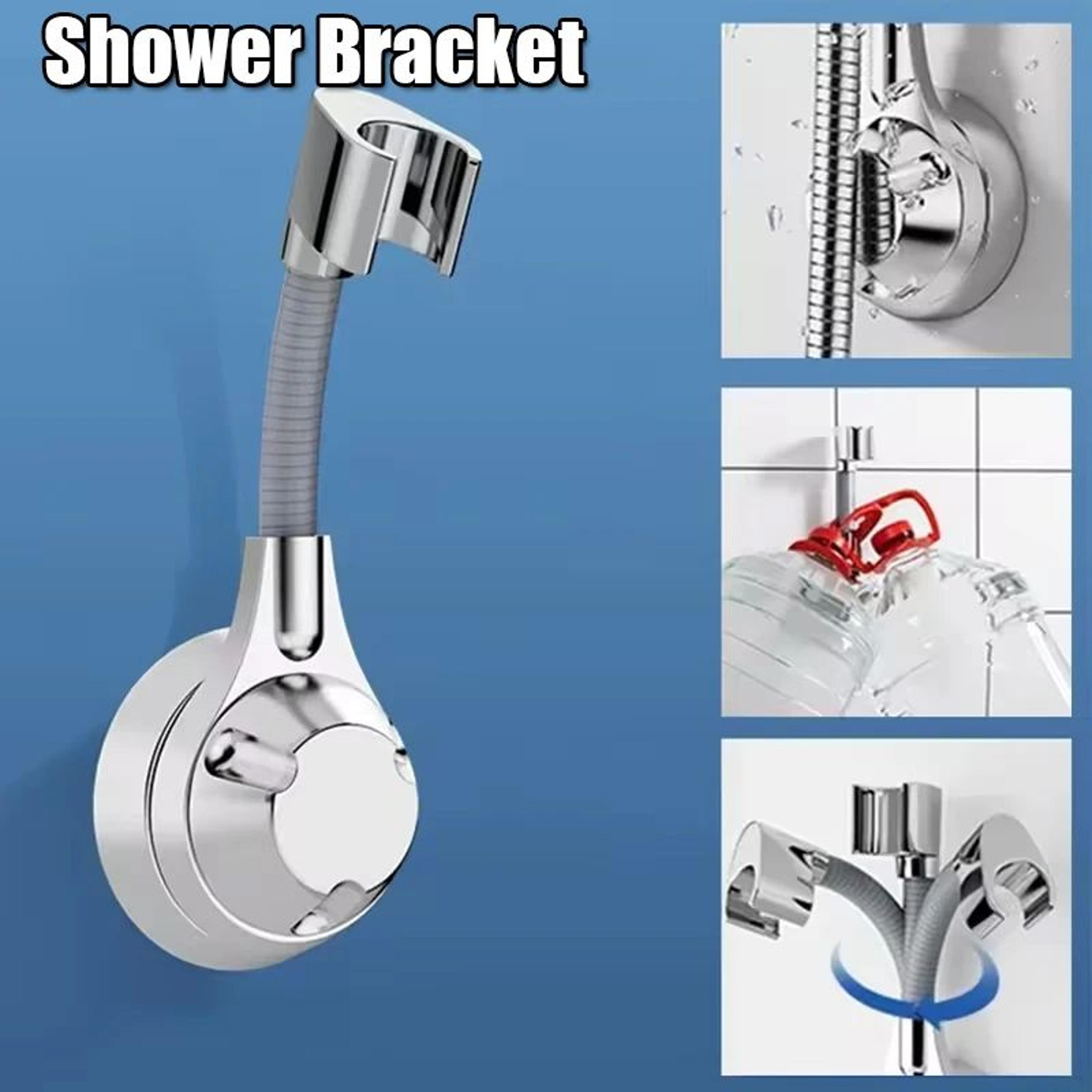 Adjustable Suction Cup Shower Head Holder  PunchFree Handheld Shower Bracket With MultiAngle Rotati 0